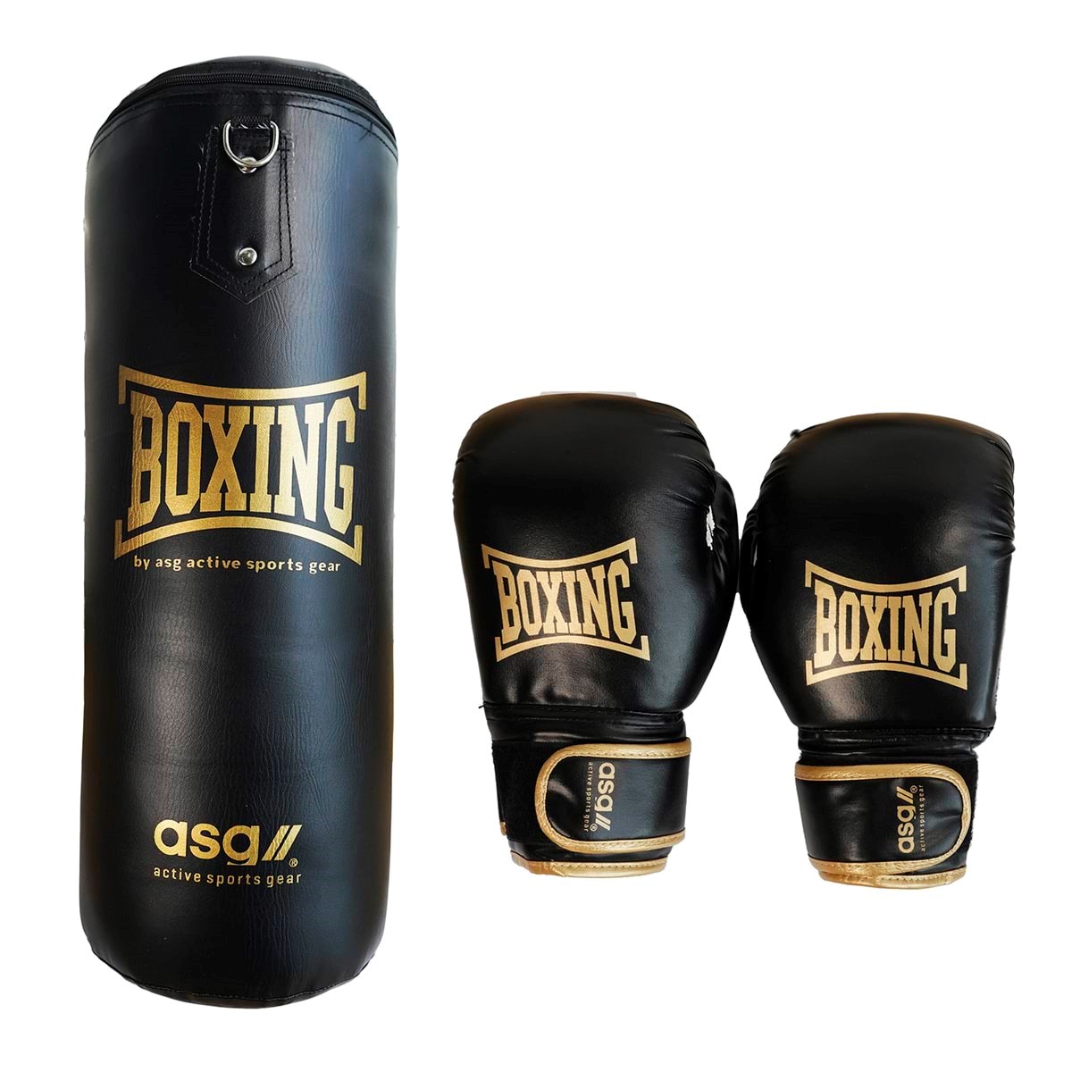 ASG Junior Boksesæt - 15 Kg. (Handsker + Boksepude) Sort/Guld Træningsudstyr ASG4181GULDONE SIZE