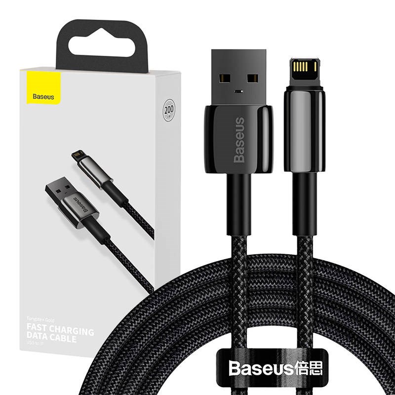 Baseus Tungsten Gold Cable USB to Lightning 2.4A 2m Usb Kabel Sort CALWJ-A01