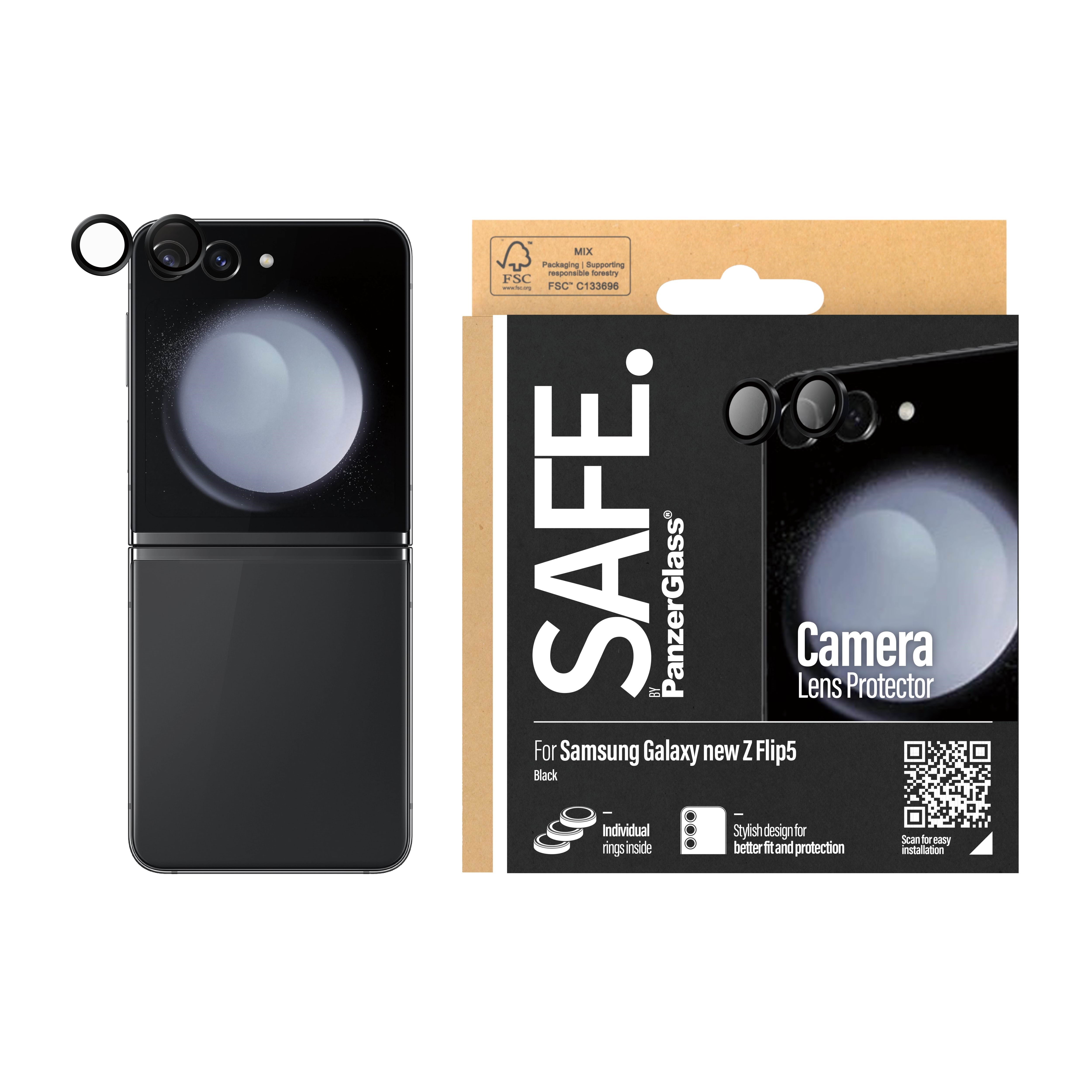 SAFE by PanzerGlass Camera Lens Protector for Samsung Galaxy Z Flip6 | Black Beskyttelsesglas SAFE95870