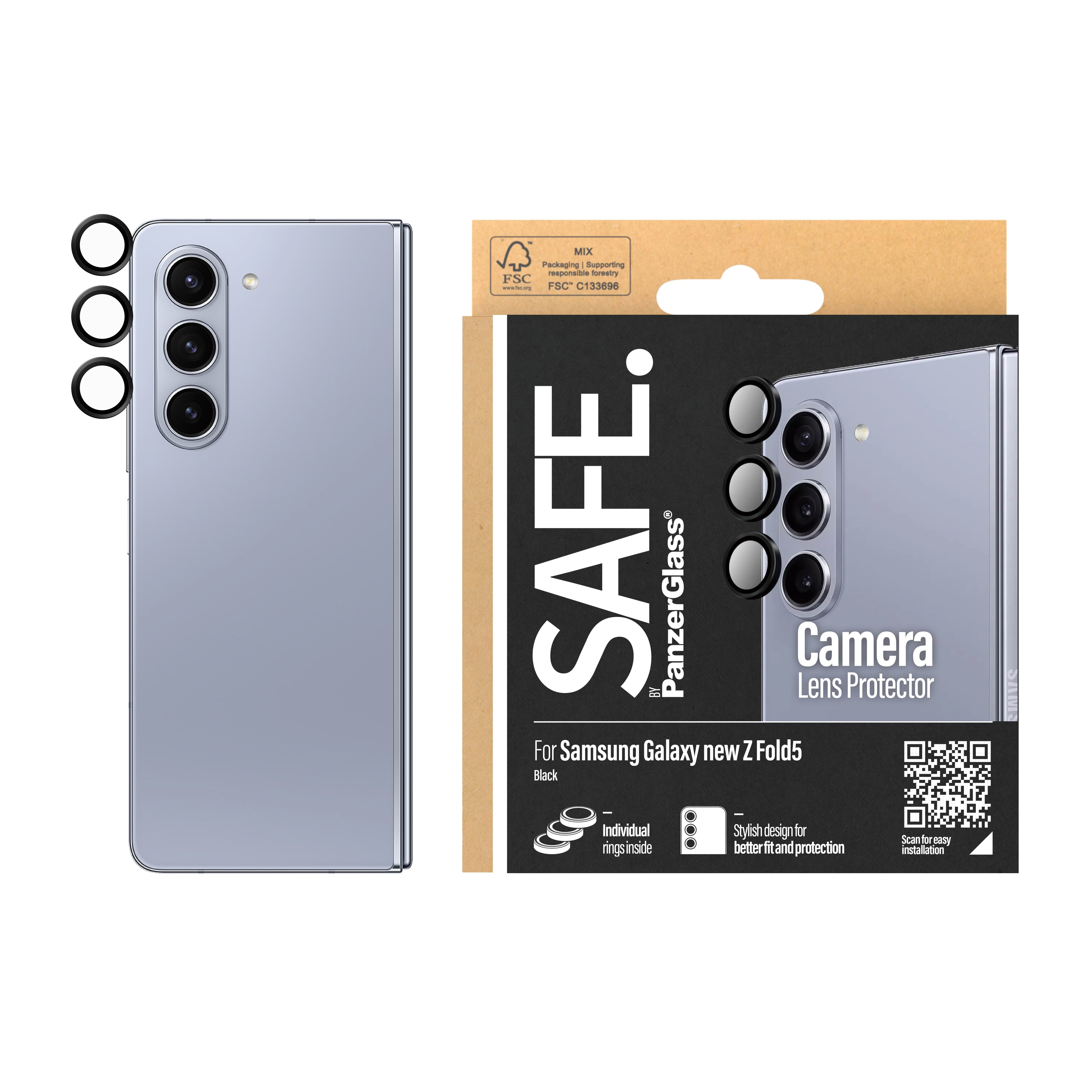 SAFE by PanzerGlass Camera Lens Protector for Samsung Galaxy Z Fold6 | Black