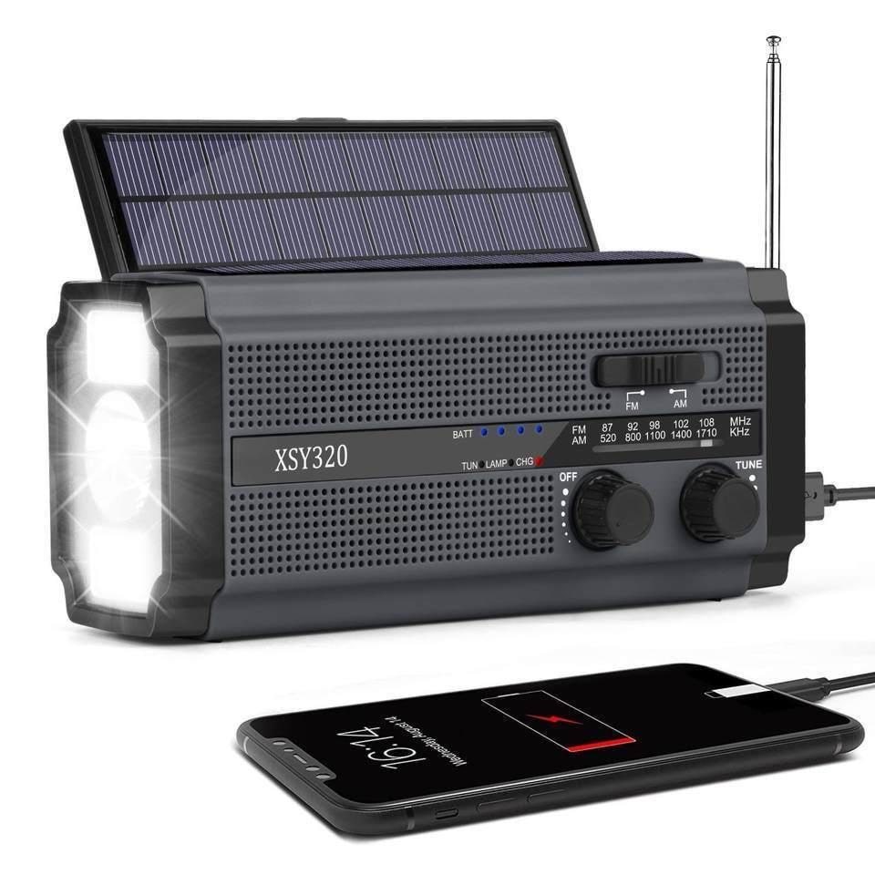 Lippa Nødradio - Solar - Dynamo - 5000 mAh Power Bank - AM/FM - Mono - Sort Radio LPFMR02