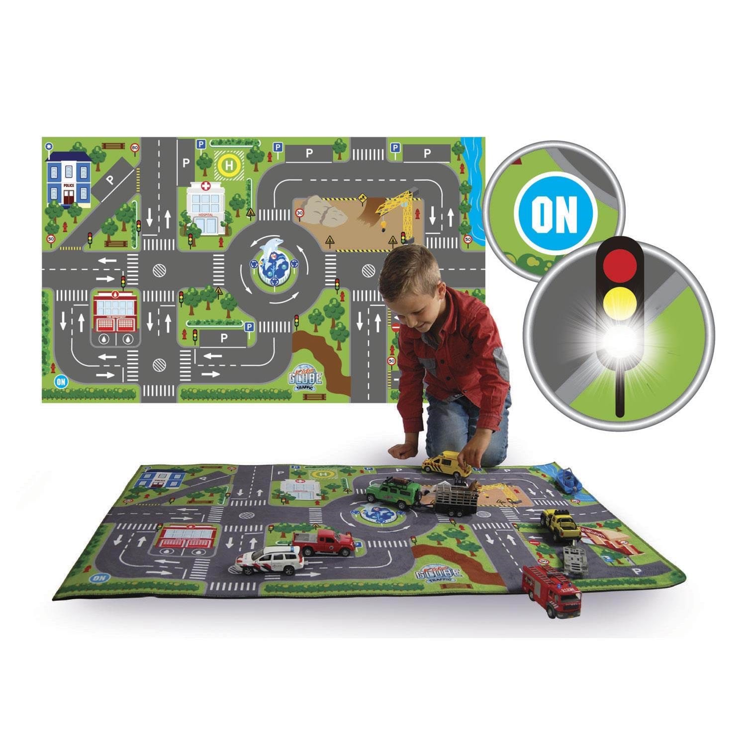 Kids Globe Play Mat Traffic with LED traffic light Børneværelse 570271