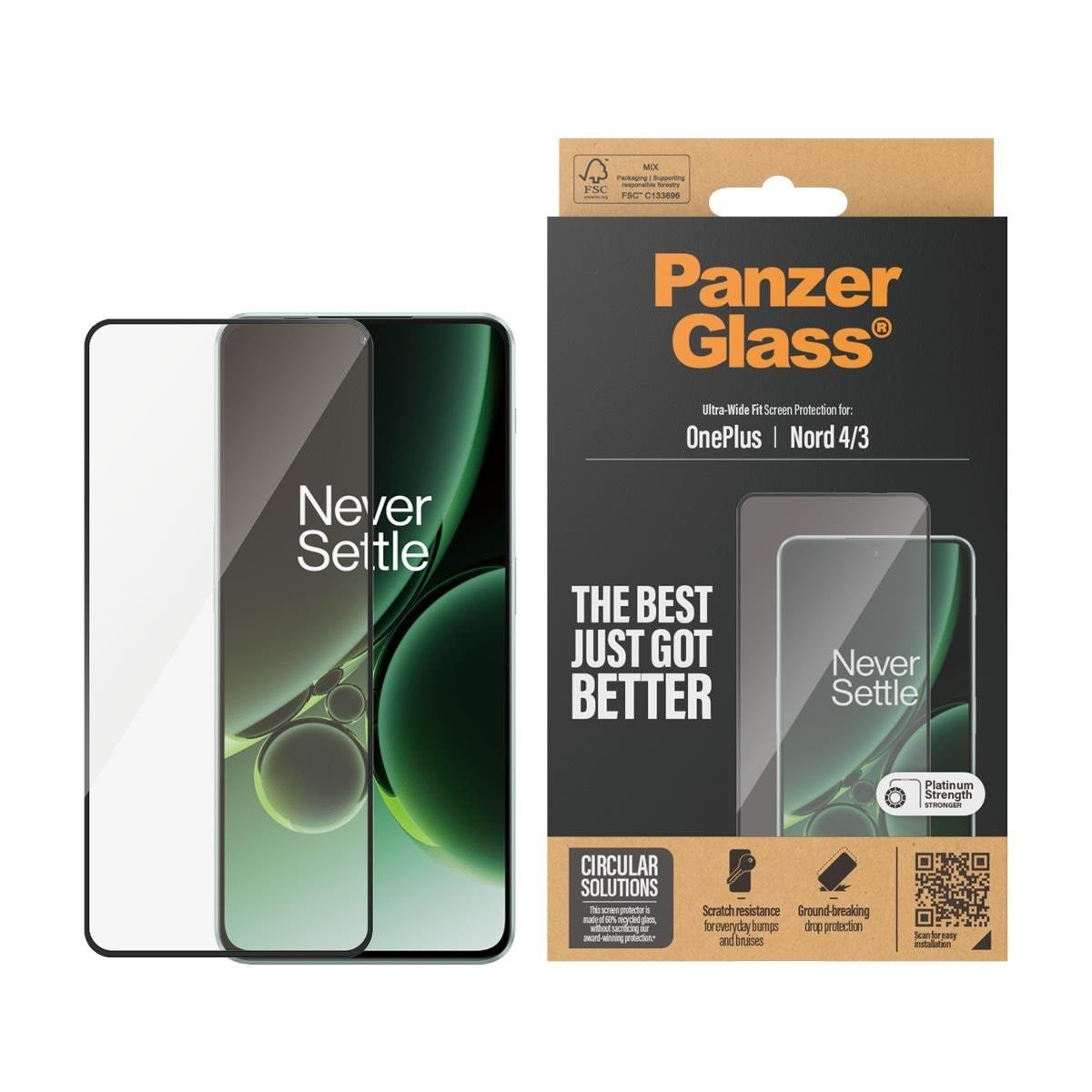 PanzerGlass Screen Protector OnePlus Nord 4 | 3 | Ultra-Wide Fit Beskyttelsesglas PANZER7034