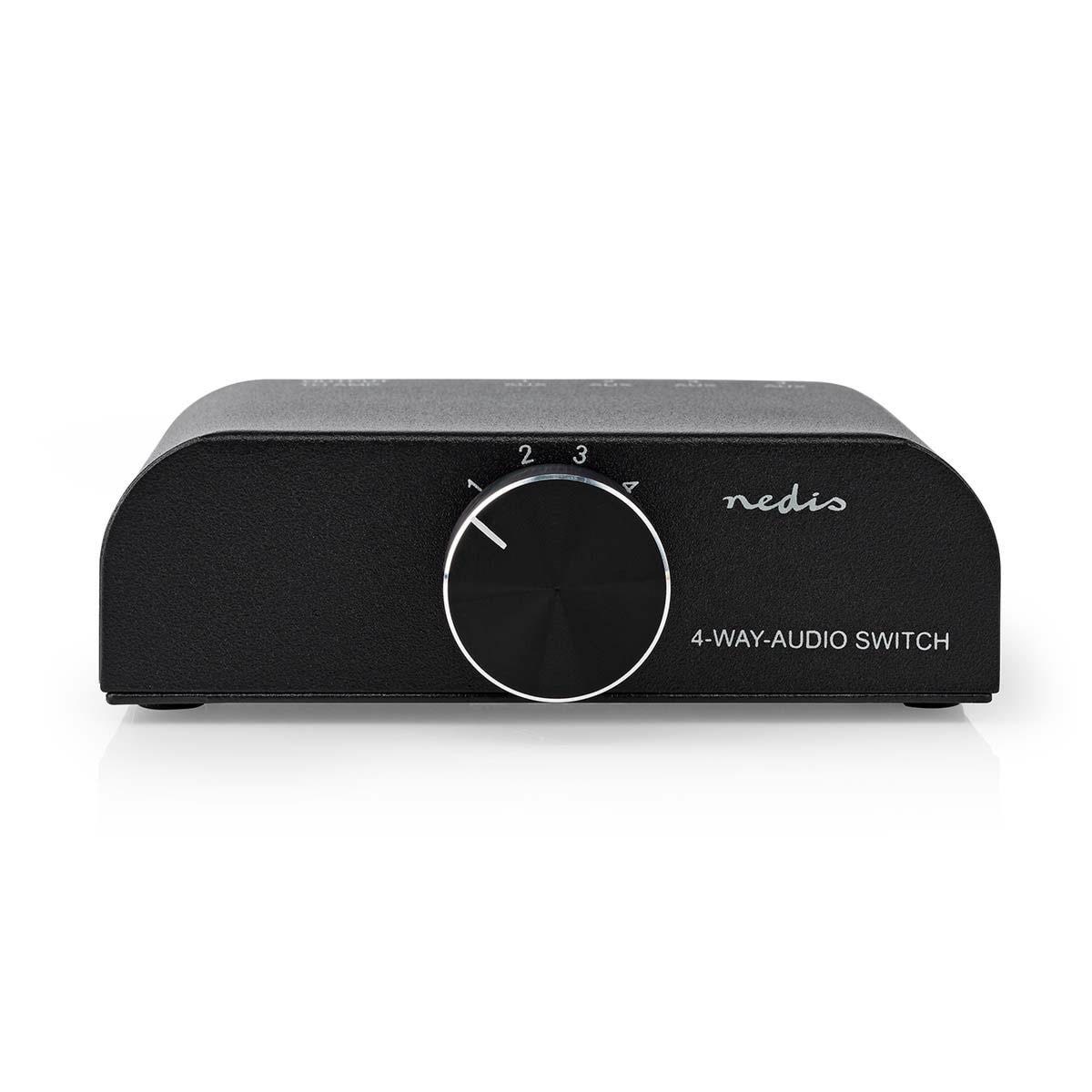 Nedis - Analogue 4-Way-Audio Switch - 3 x RCA Stereo (Phono) + 3.5 mm Jack - 4 ports