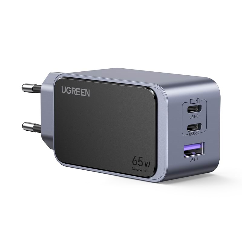 UGREEN Nexode S 65W 3-Port GaN PD Fast Charger (USB-A + 2x USB-C) Mobil Oplader 35042-UG