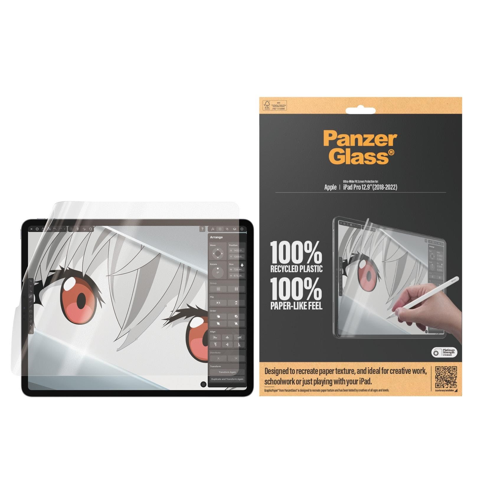 PanzerGlass GraphicPaper Screen Protector iPad Pro 12.9'' (2018 2020 2021 2022) | Ultra-Wide Fit Tablet Tilbehør PANZER2846