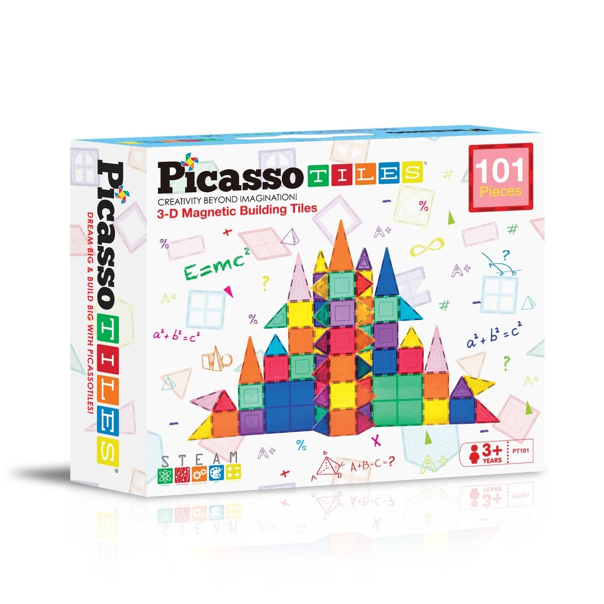 PicassoTiles Magnetic Tiles set 101pcs Konstruktionslegetøj PT101
