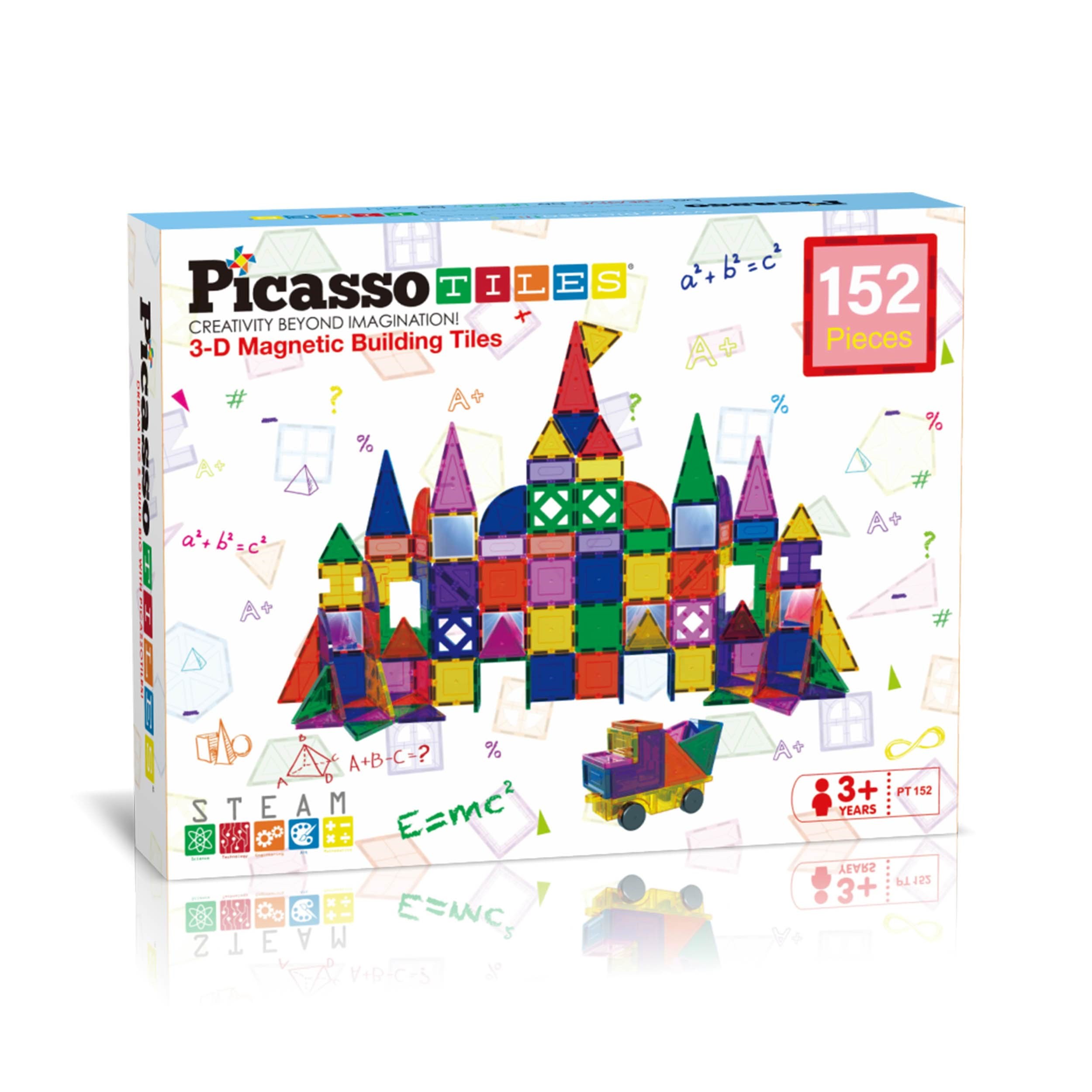 PicassoTiles 152pc Magnetic Tiles set Konstruktionslegetøj PT152