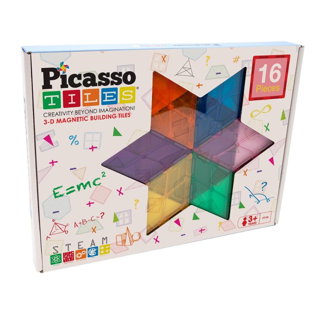 PicassoTiles 16pc Magnetic Tiles set Konstruktionslegetøj PT16