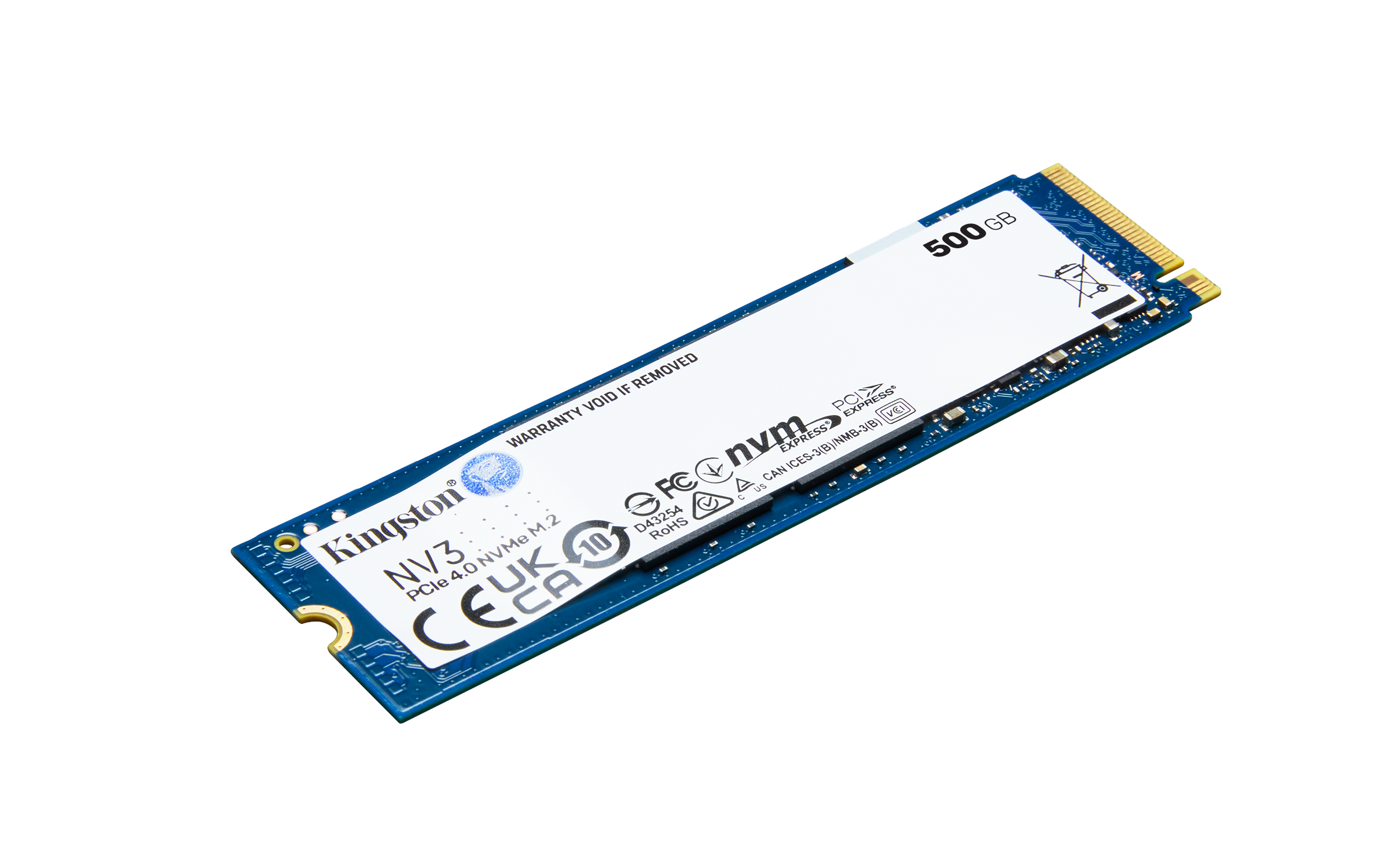 Kingston NV3 SSD - 500GB - PCIe 4.0 - M.2 2280 Ssd Harddisk Sort SNV3S/500G