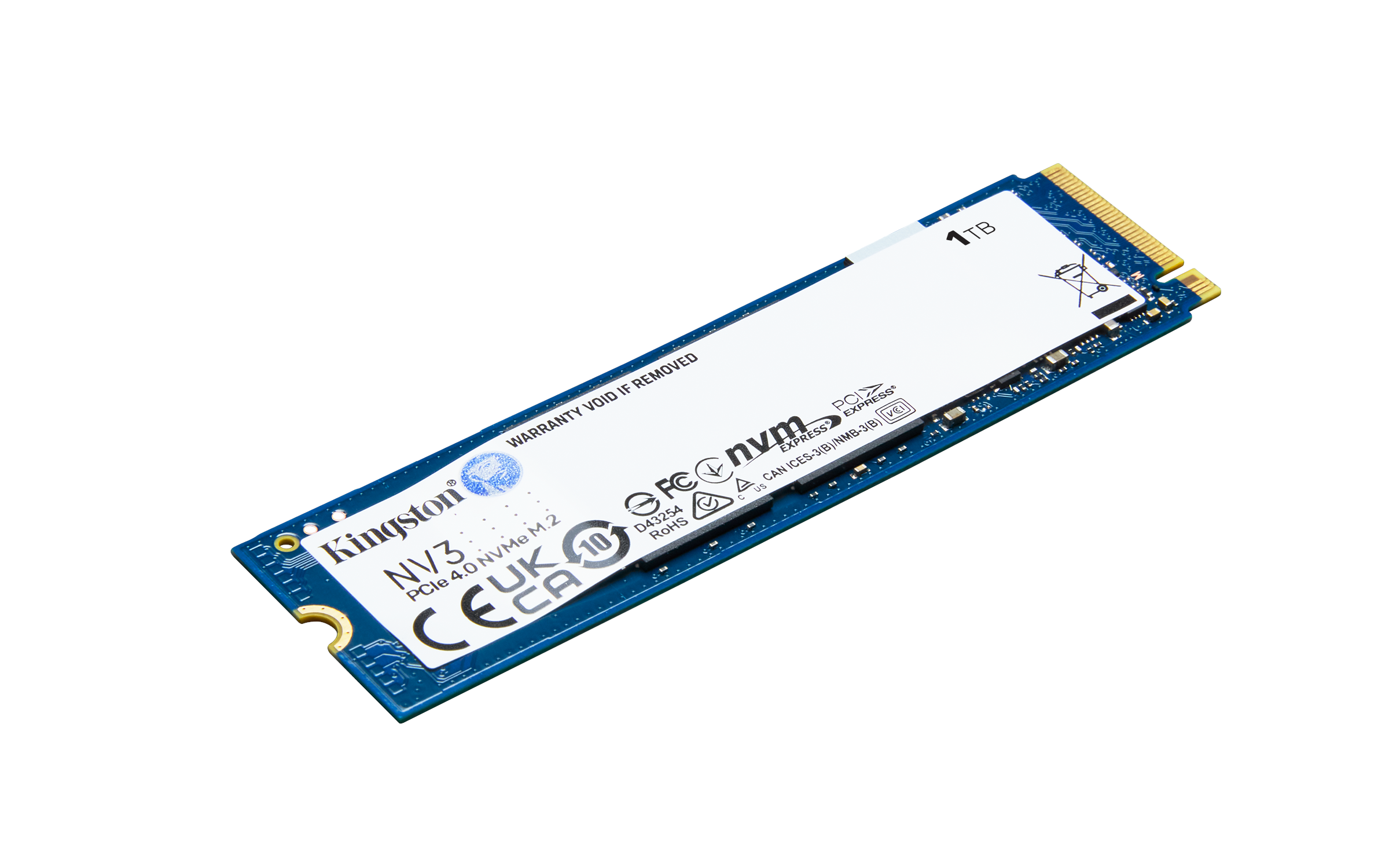 Kingston NV3 SSD - 1TB - PCIe 4.0 - M.2 2280 Ssd Harddisk Blå SNV3S/1000G