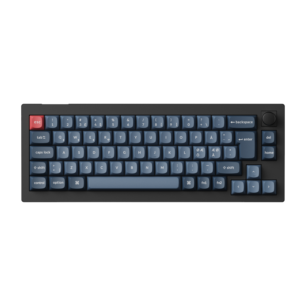 Keychron V2 MAX Wireless QMK/VIA Hot Swap Jupiter Red - Carbon Black - Tastatur - Uden Numpad - Nordisk - Sort