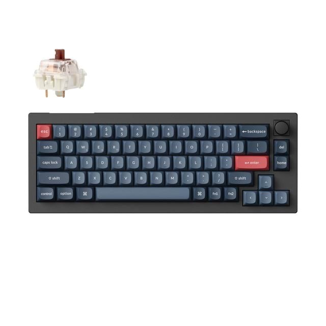 Keychron V2 MAX Wireless QMK/VIA Hot Swap Jupiter Brown - Carbon Black - Tastatur - Uden Numpad - Nordisk - Sort