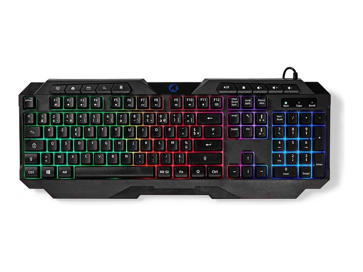 Nedis - keyboard - wired gaming - AZERTY - French - black - Gaming Tastatur - Fransk - Sort Tastatur GKBD110BKFR