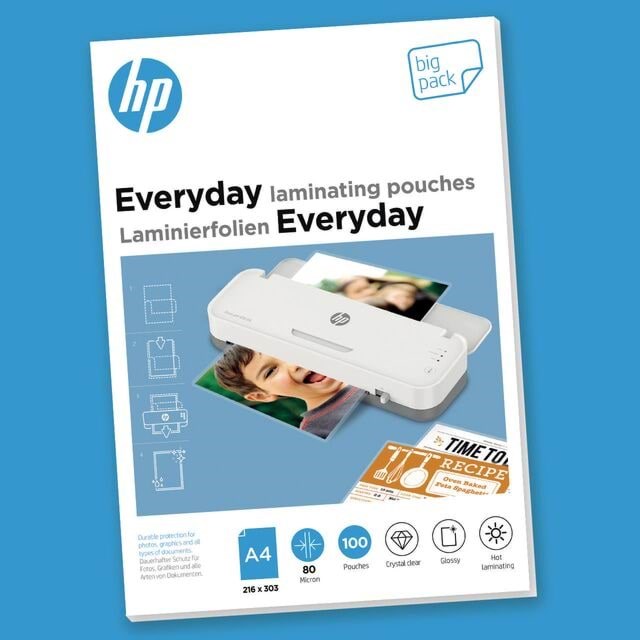 HP Everyday Laminating Pouches A4 80 micron (100) Laminering 9154