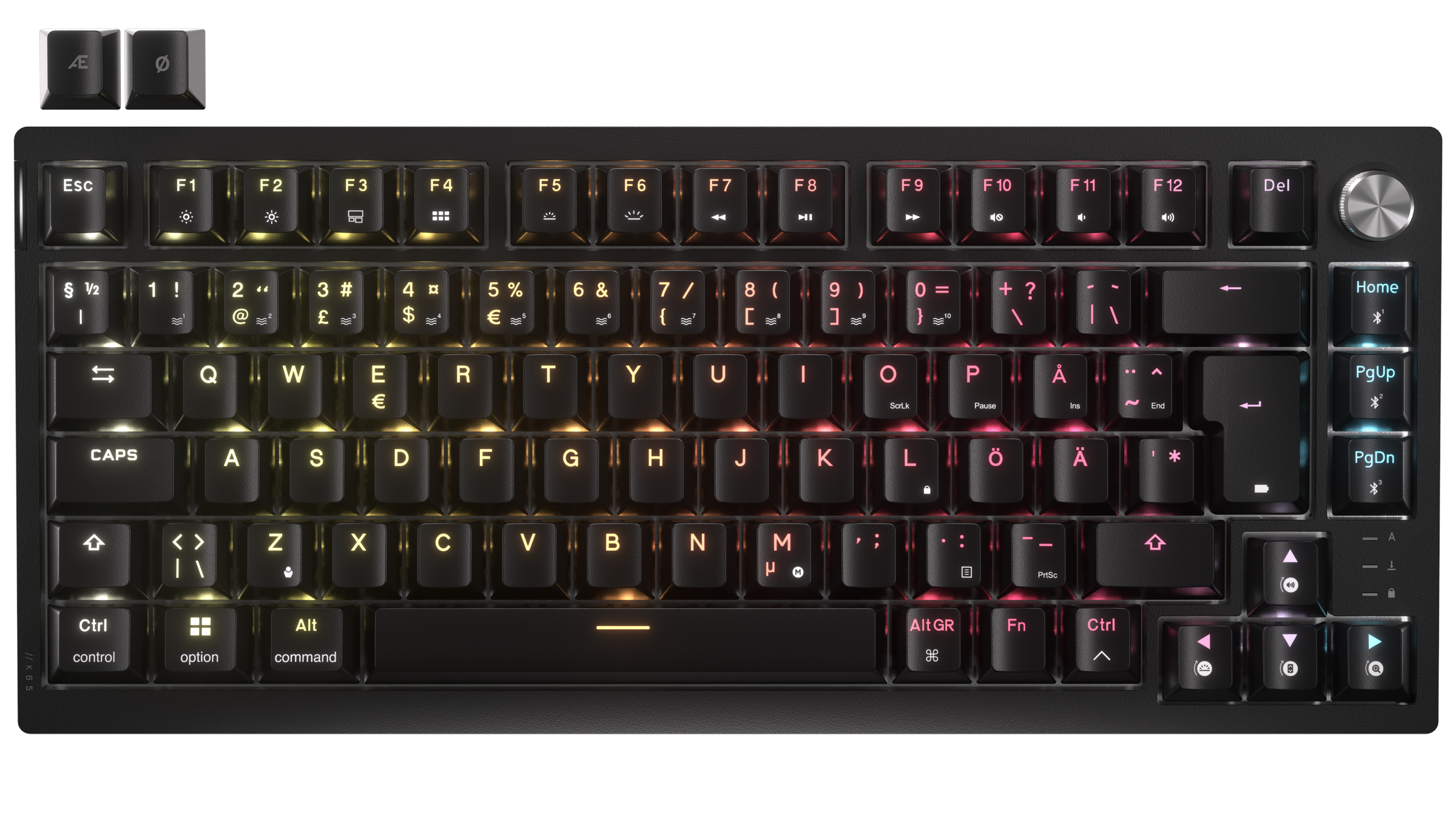 Corsair K65 Plus Wireless 75% - MLX Fusion - Gaming Tastatur - Uden Numpad - Nordisk - Sort Tastatur CH-91D441F-ND