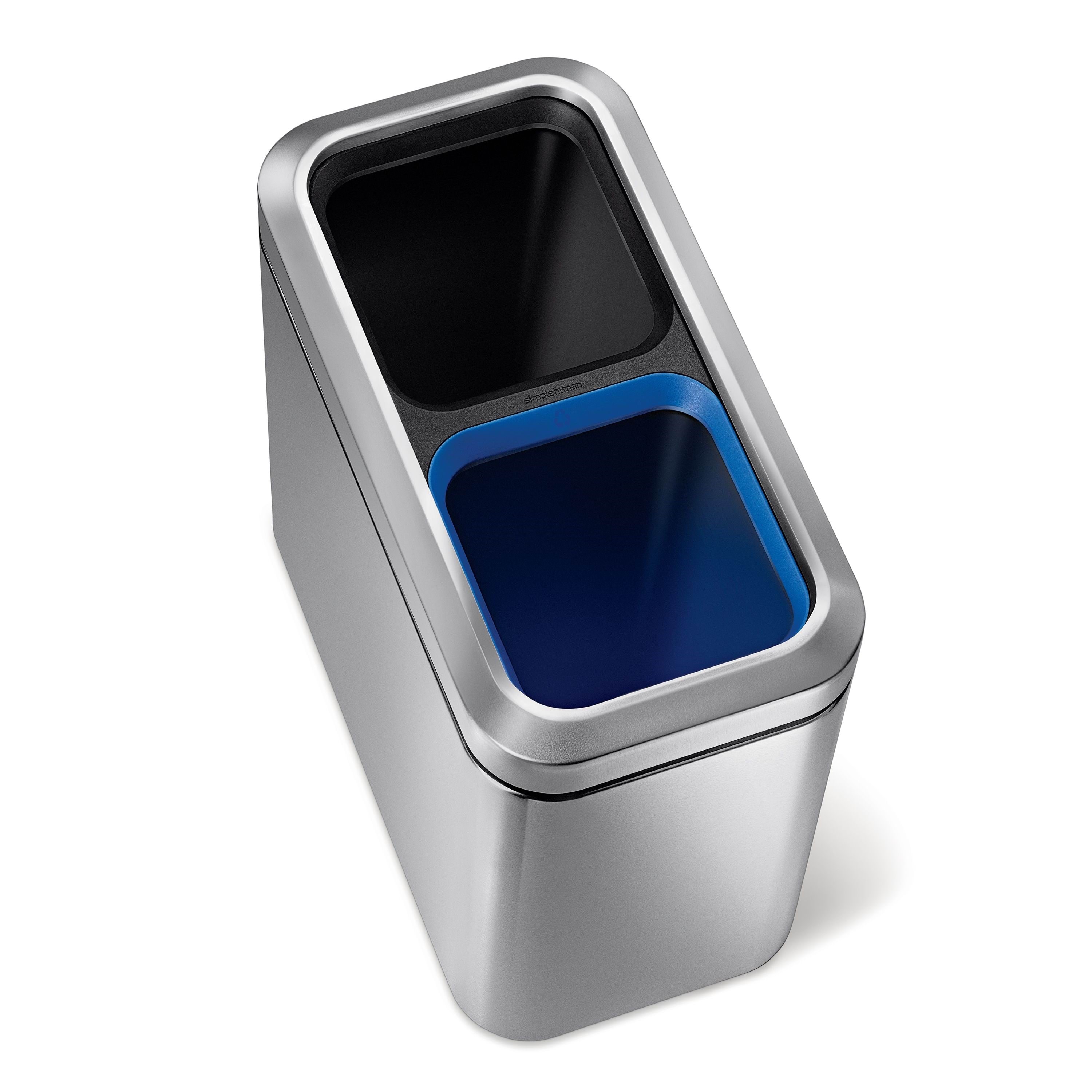 Simplehuman 20L (10/10), slank åben genbrugsbeholder, børstet rustfrit stål