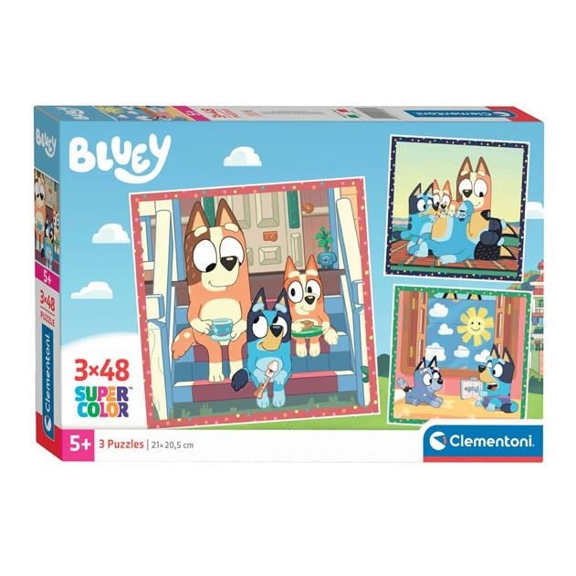Clementoni Puslespil Square Bluey, 3x48 brikker 2D Puslespil Puslespil 25308