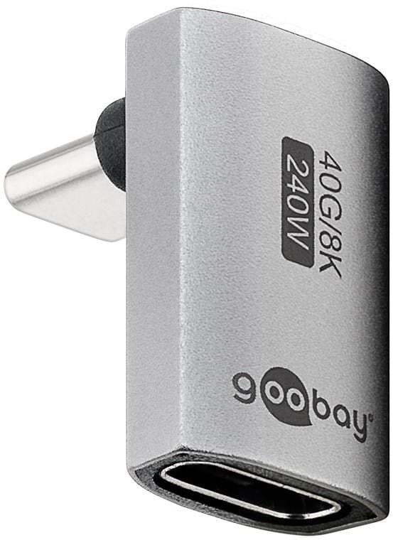 Pro USB-C Adapter Vertical 90° Long Skærmkabel Sølv USB-C-Adapter-90-he-she-long