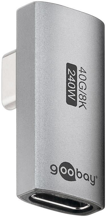 Pro USB-C Adapter Vertical 90° Rotated Skærmkabel Sølv USB-C-Adapter-90-he-she-rotate