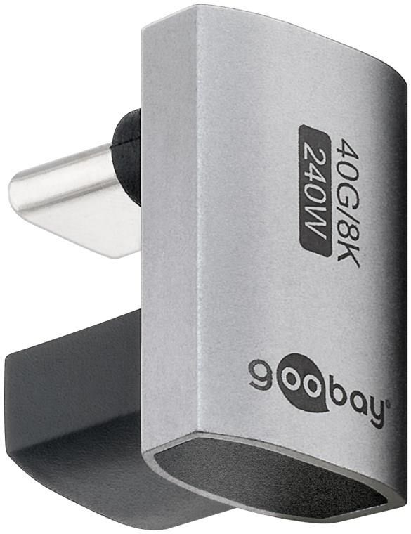 Pro USB-C Adapter 180° U-Shape Skærmkabel Sølv USB-C-Adapter-180-han-hun