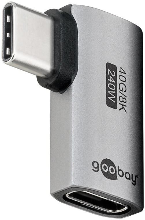 Pro USB-C Adapter Horizontal 90° Skærmkabel Sølv USB-C-Adapter-90-he-she-hori