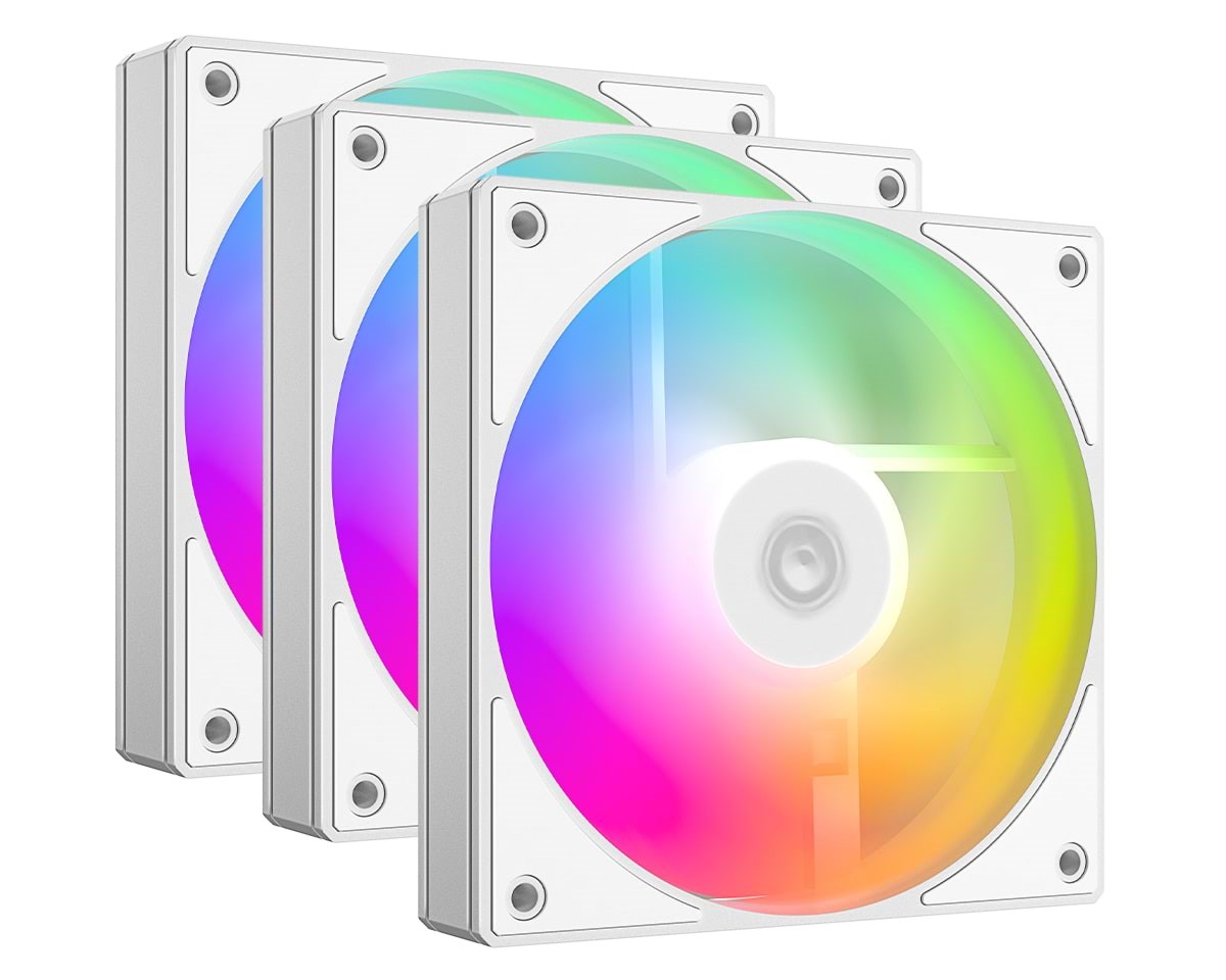 ID-Cooling AS-120-ARGB-W TRIO - Kabinet køler - 120mm - Hvid med RGB LED lys - 27 dBA