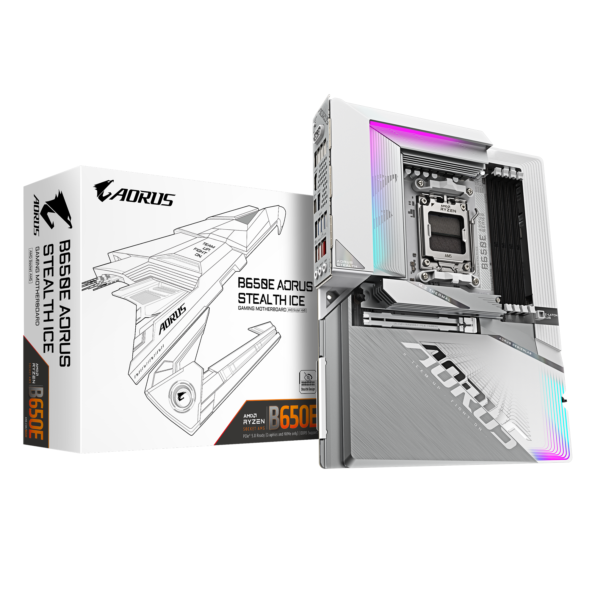 GIGABYTE B650E AORUS STEALTH ICE Bundkort - AMD B650 - AMD AM5 - DDR5 RAM - ATX