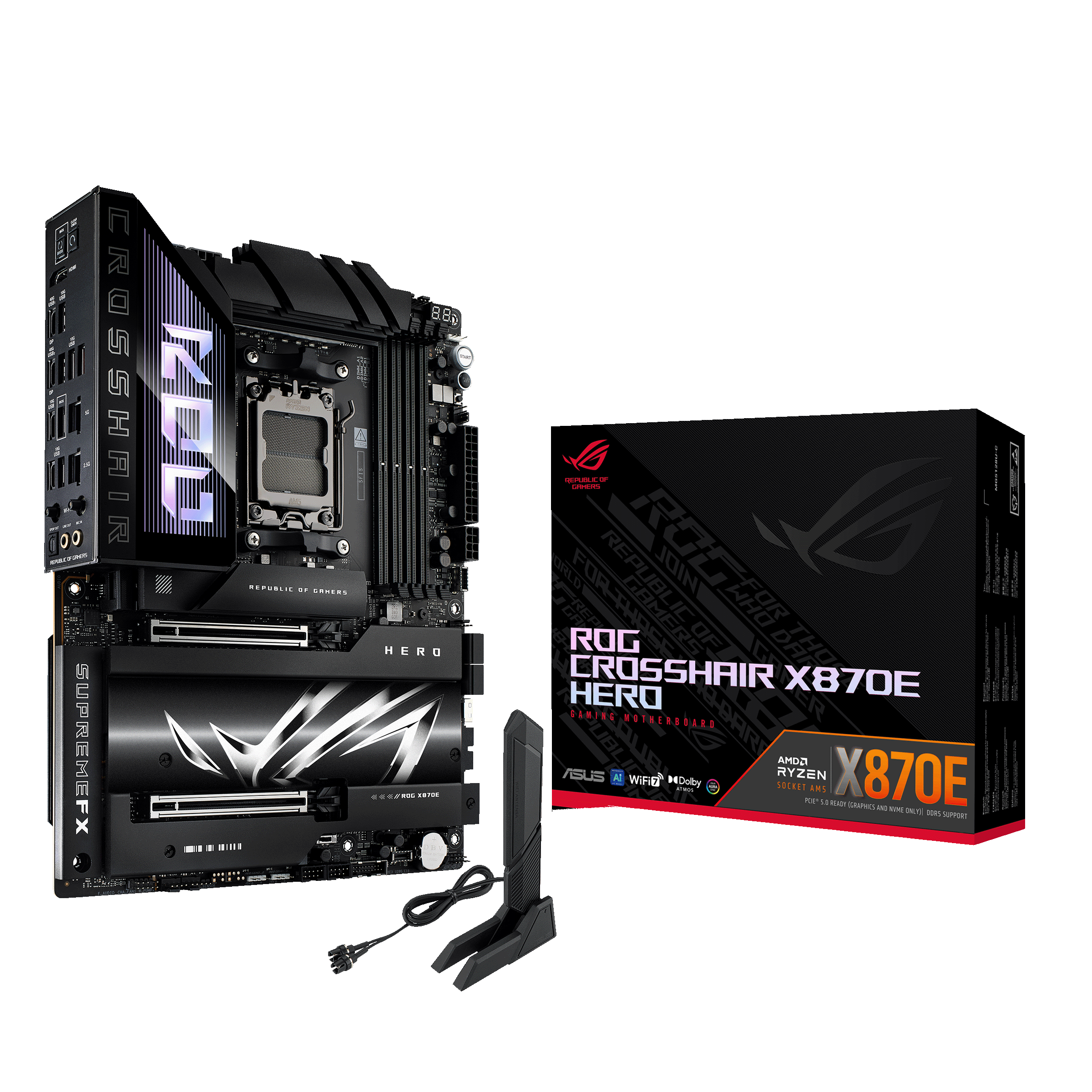 ASUS ROG CROSSHAIR X870E HERO Bundkort - AMD X870E - AMD AM5 - DDR5 RAM - ATX Bundkort 90MB1IE0-M0EAY0