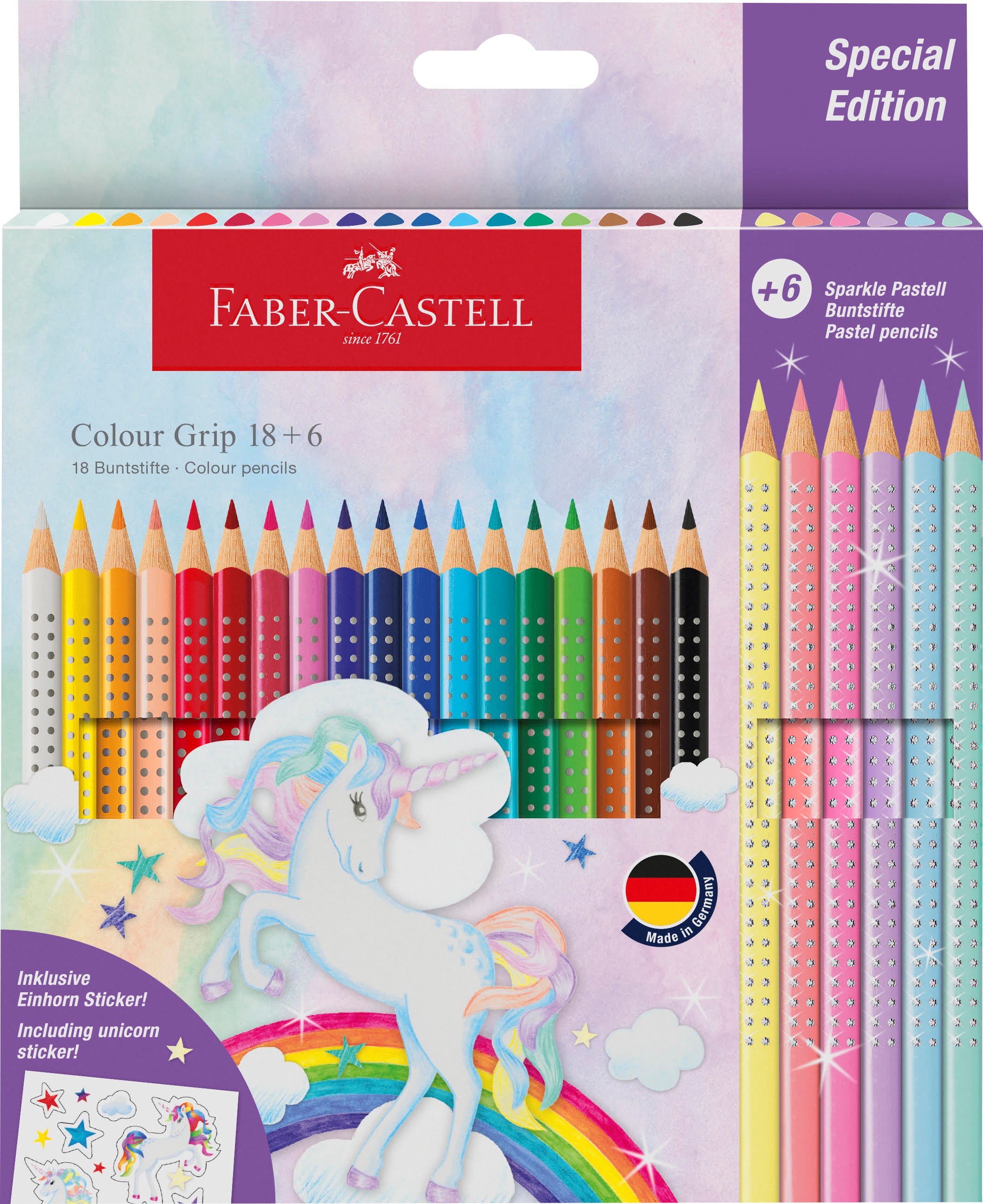 Faber-Castell Grip Unicorn 18 + 6 Sparkle Tegneværktøj Farvet blyant 201543