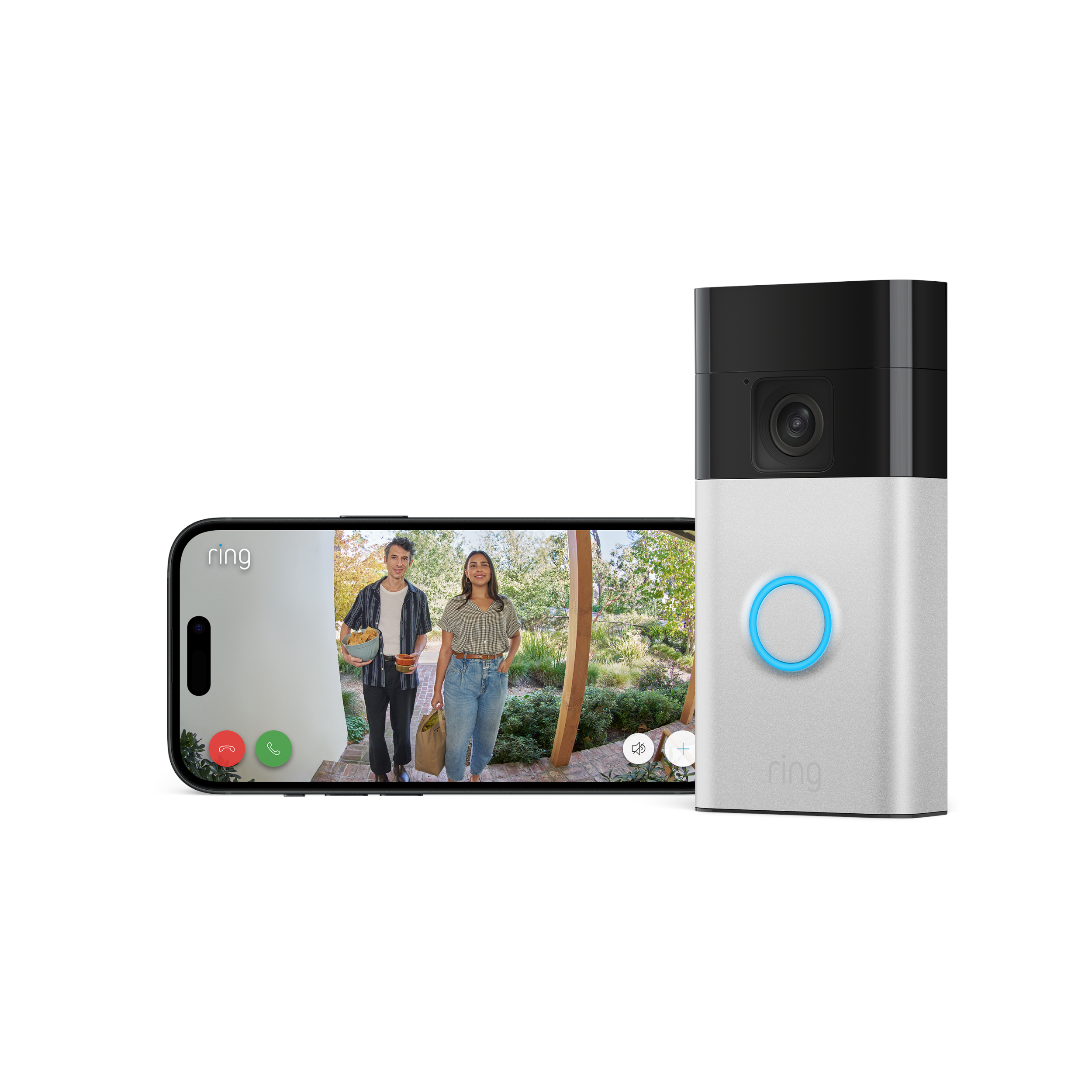 Ring Battery Video Doorbell (Satin Nickel) + Chime (2nd Gen) - EU Plug Smart Home B0CJ5X989J
