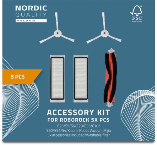 Nordic Quality Robotstøvsuger 5 Pcs Kit for Roborock