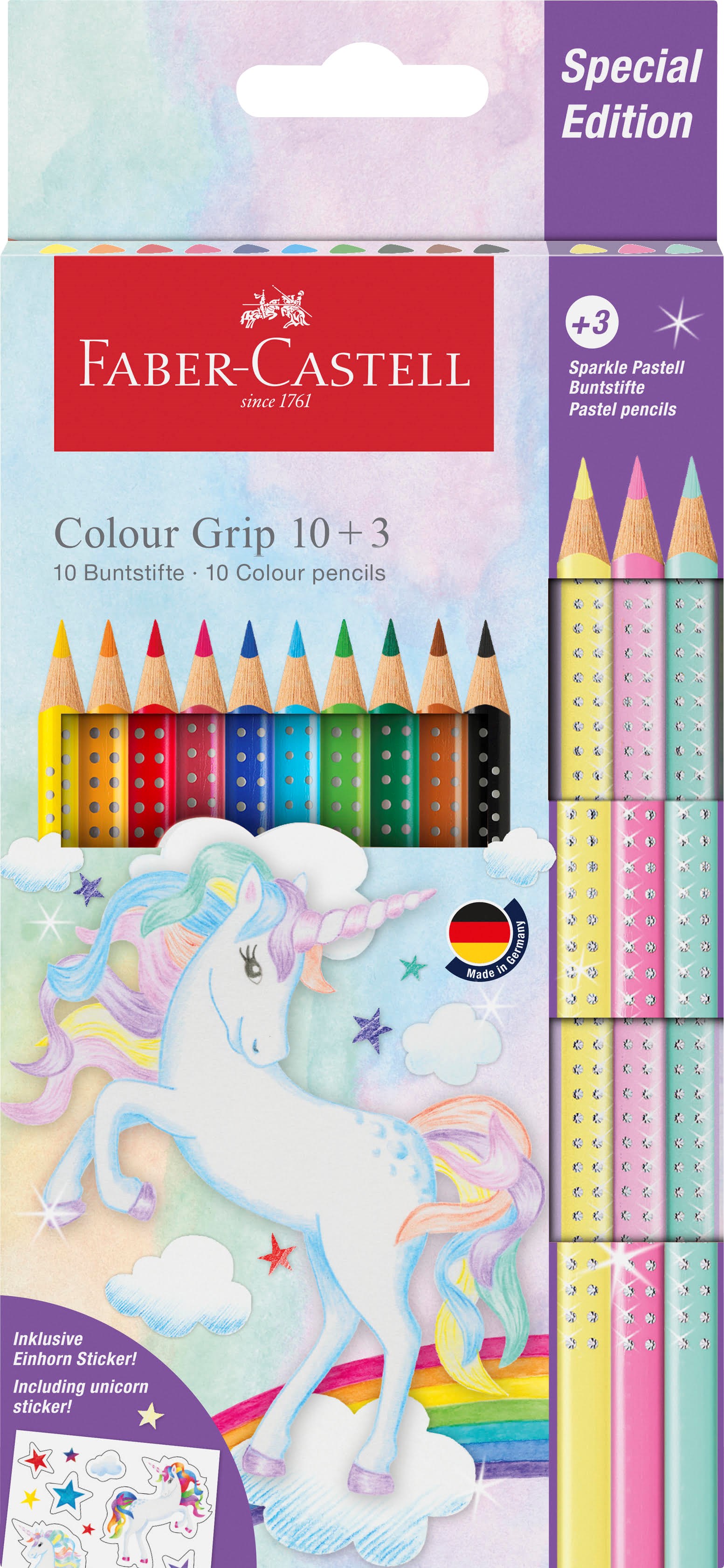 Faber-Castell Grip Unicorn 10 + 3 Sparkle Tegneværktøj Farvet blyant 201542