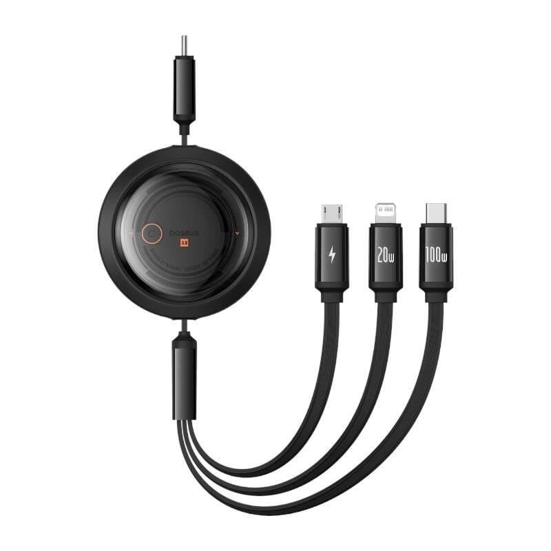 Baseus Fast Charging Cable 3in1 Free2Draw USB-C to USB-C/Lightning/Micro 100W 1.1m (black)
