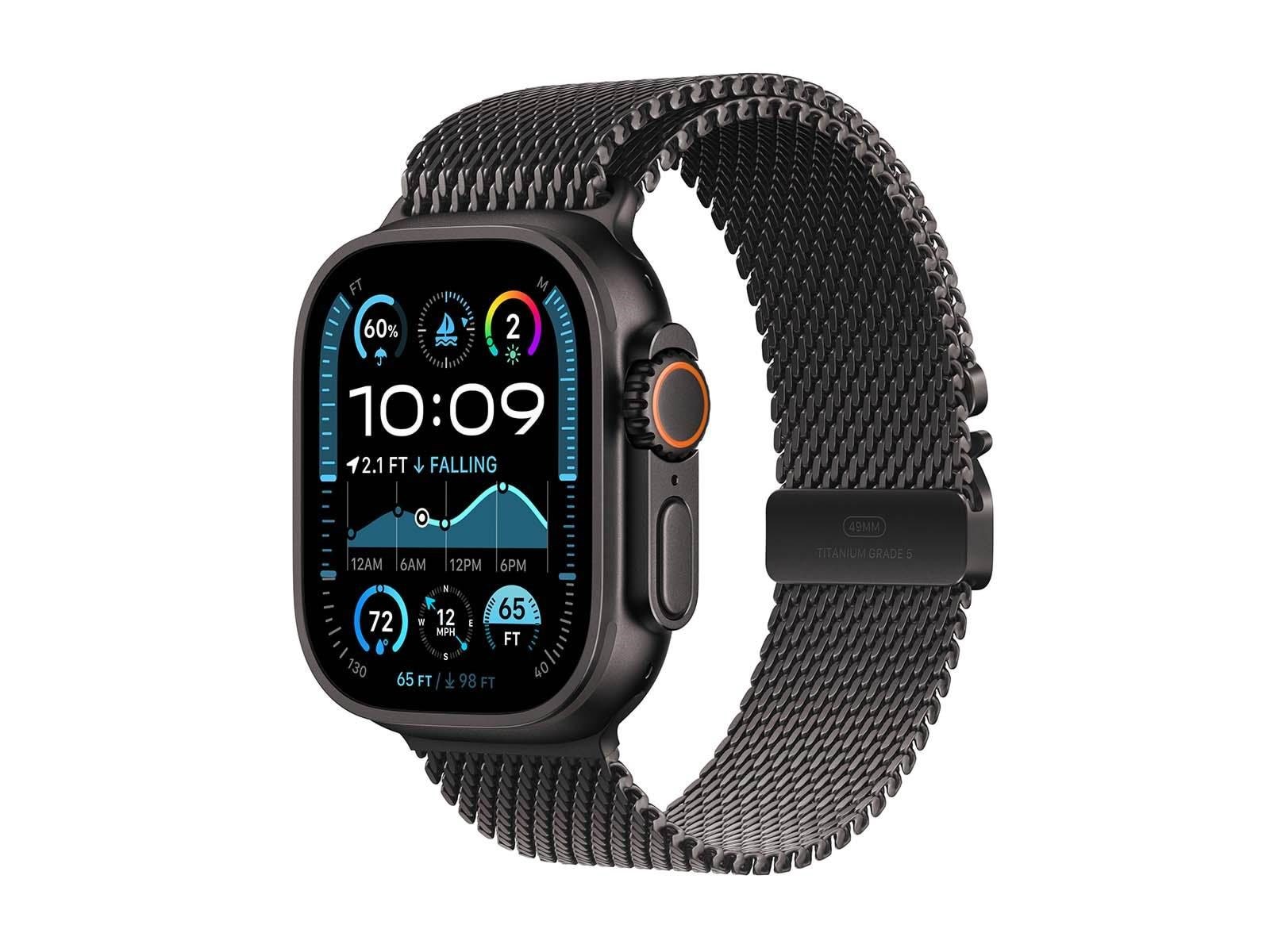 Apple Watch Ultra 2 GPS + Cellular 49mm - Black Titanium Case with Black Titanium Milanese Loop - M Smartwatch MX5U3DH/A