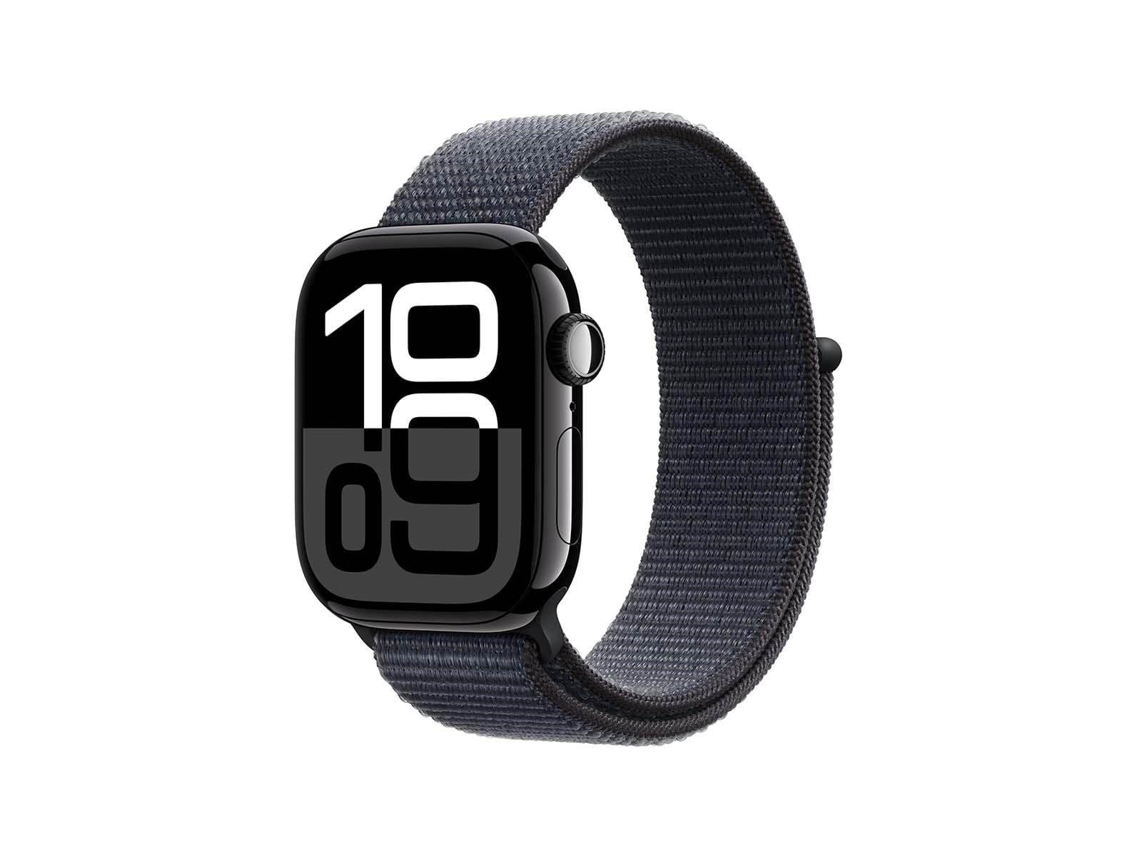 Apple Watch Series 10 GPS 42mm - Jet Black Aluminium Case with Ink Sport Loop Smartwatch Grå MWWG3QN/A