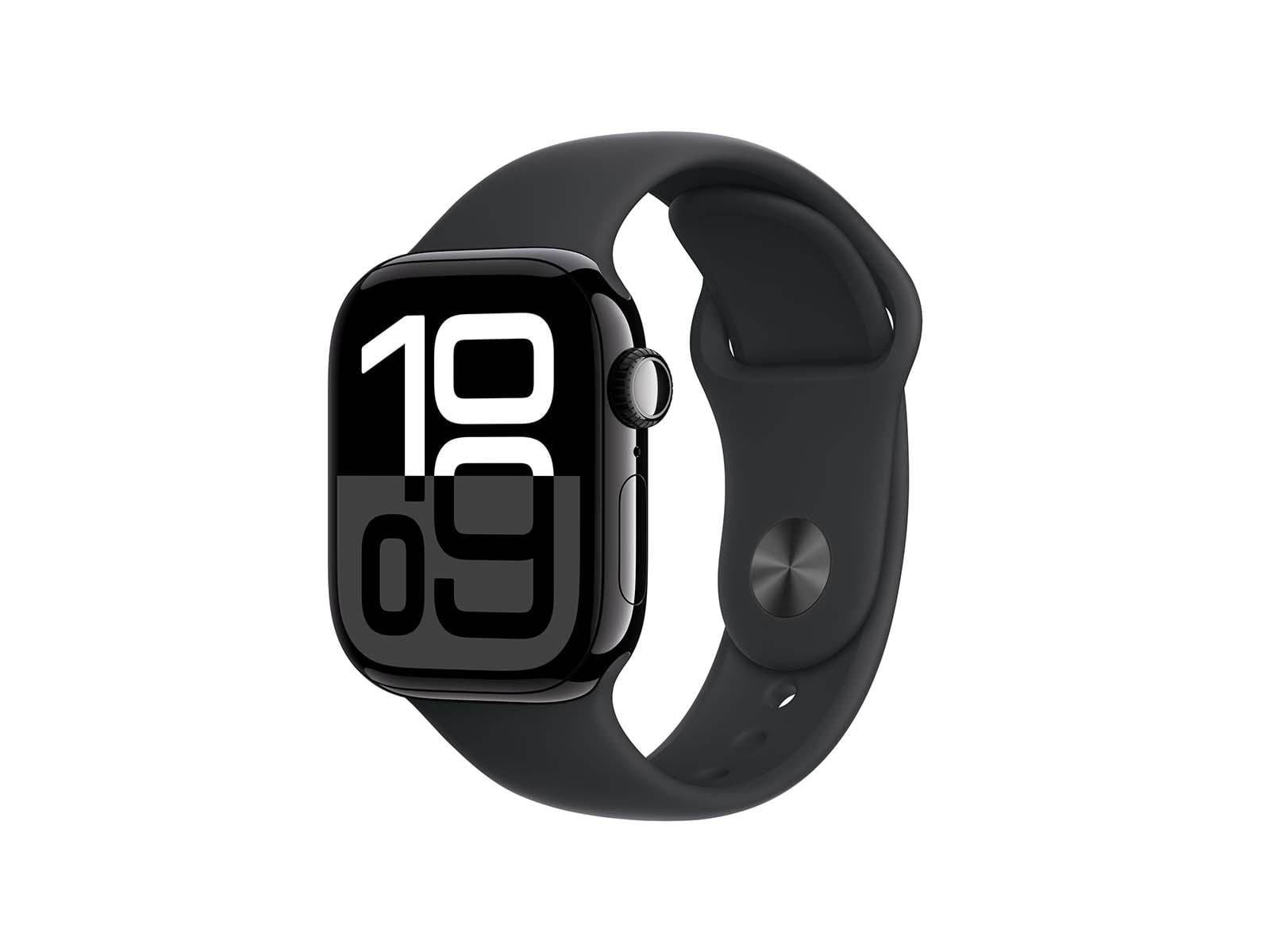 Apple Watch Series 10 GPS + Cellular 46mm - Jet Black Aluminium Case with Black Sport Band - M/L