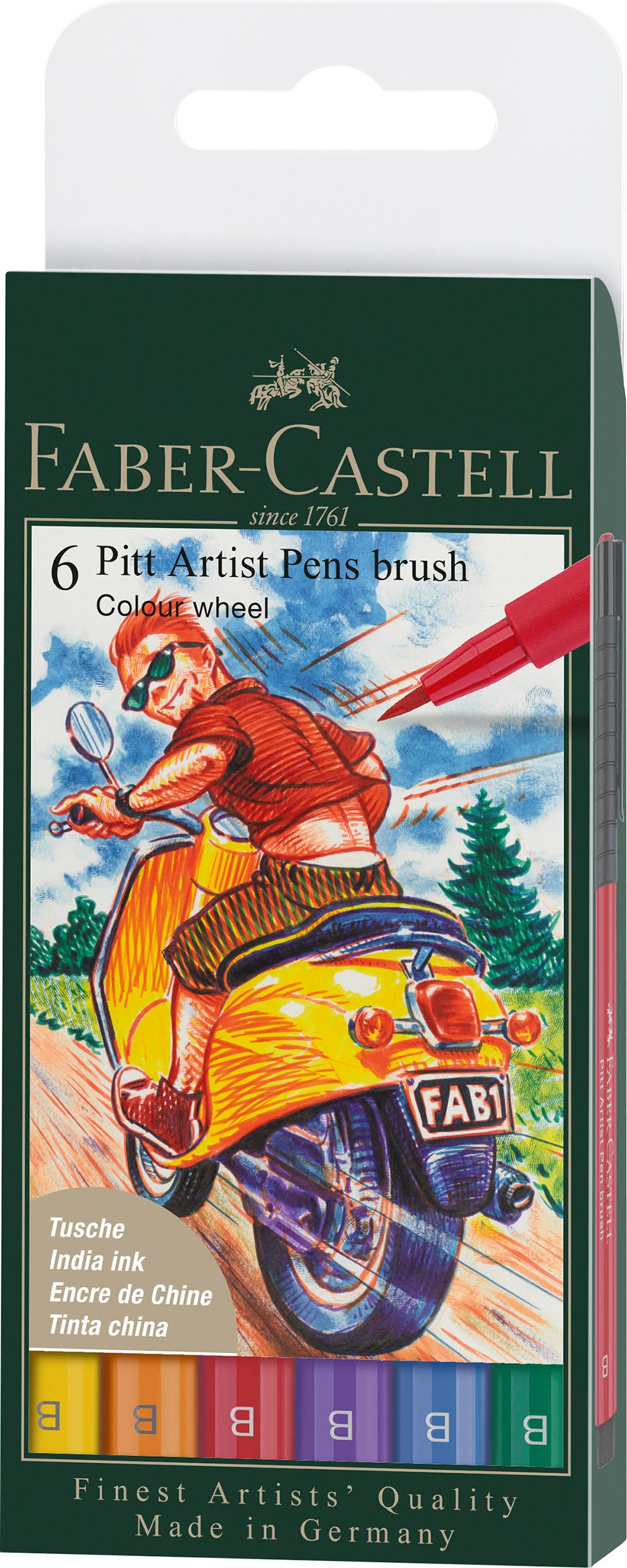 Faber-Castell Pitt artist pen B Colour wheel 6 ass Tegneværktøj 167174