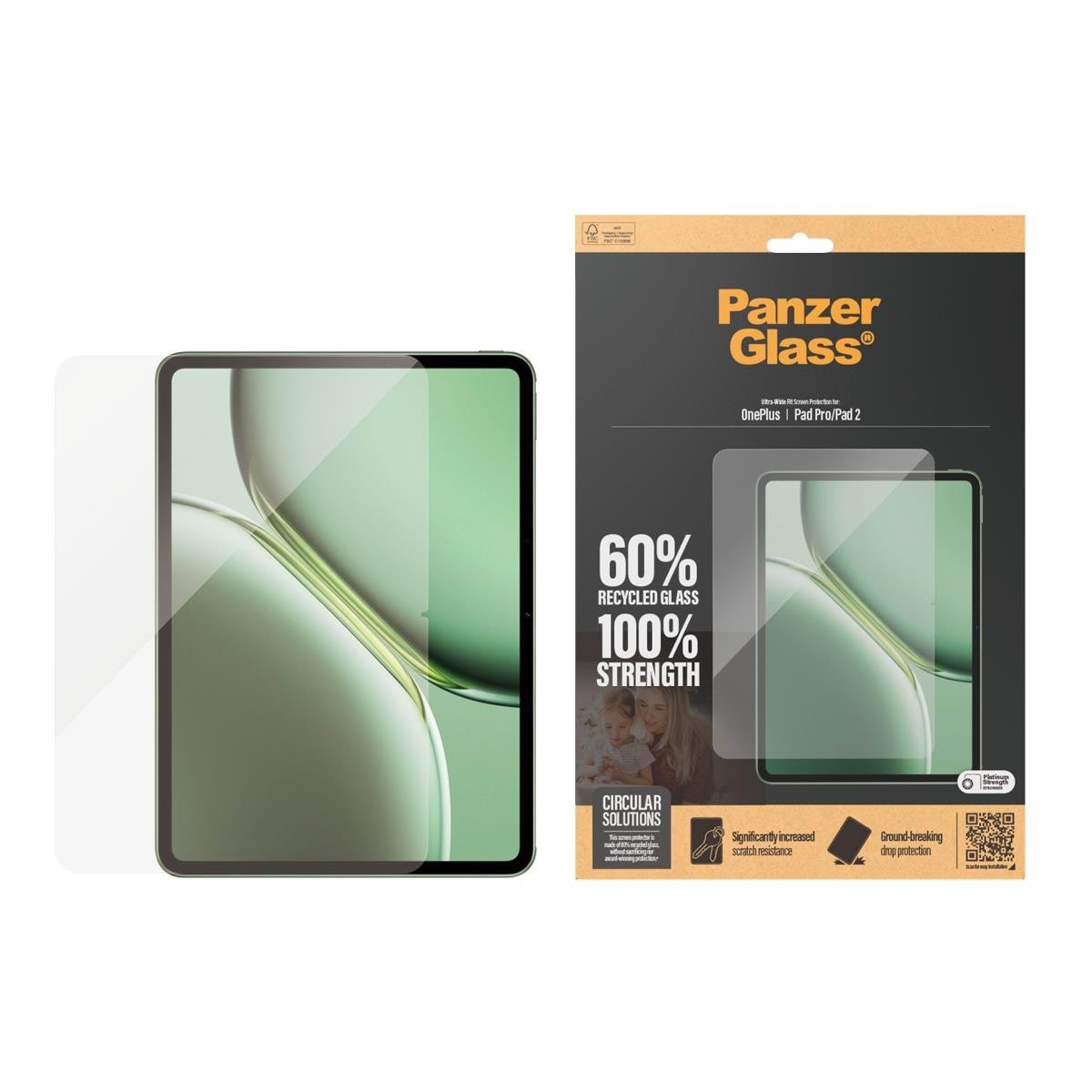 PanzerGlass Screen Protector OnePlus Pad 2 | Ultra-Wide Fit Tablet Tilbehør PANZER7037