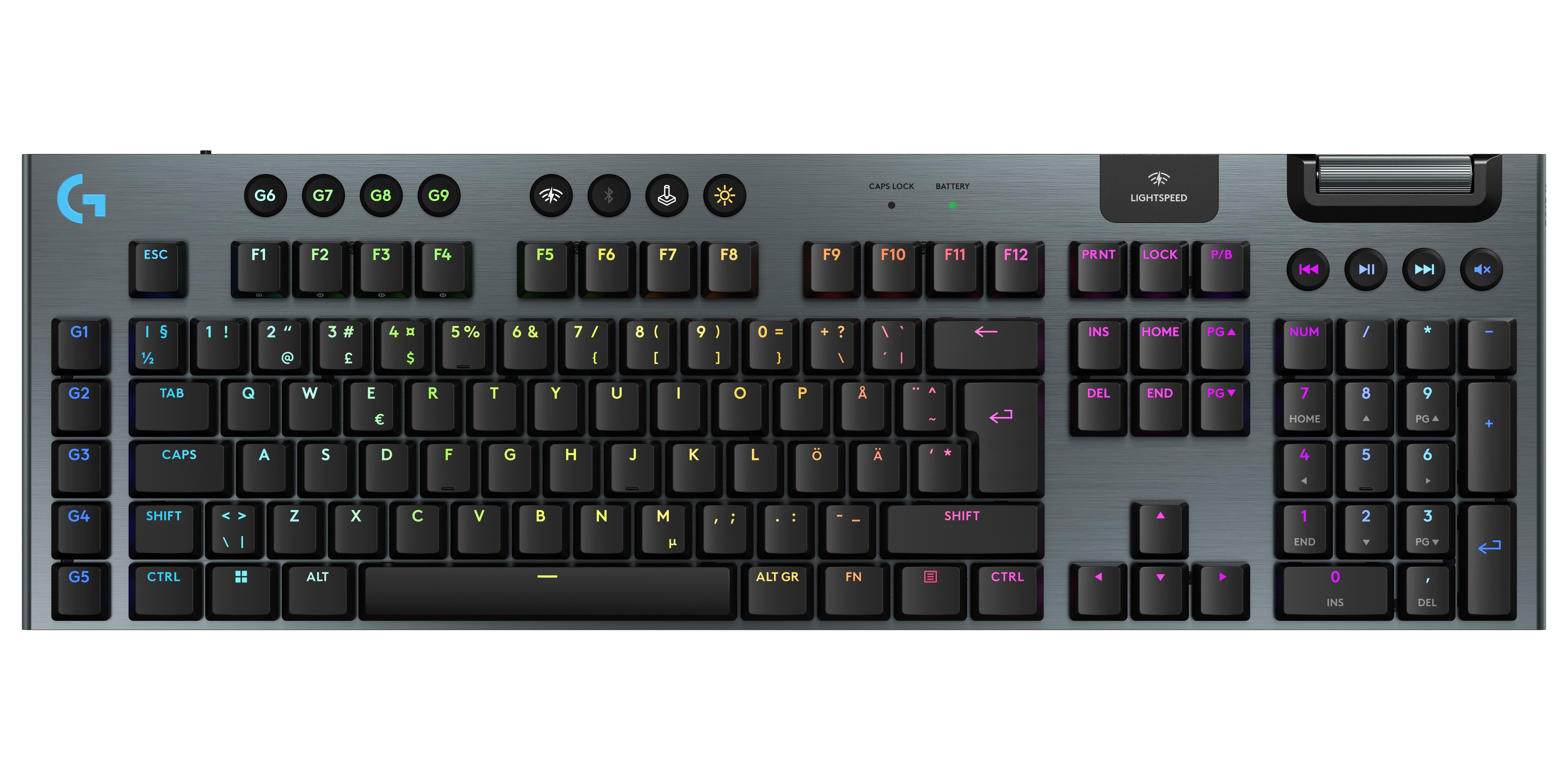 Logitech G915 X LIGHTSPEED - Clicky - 100% - Gaming Tastatur - Nordisk - Sort
