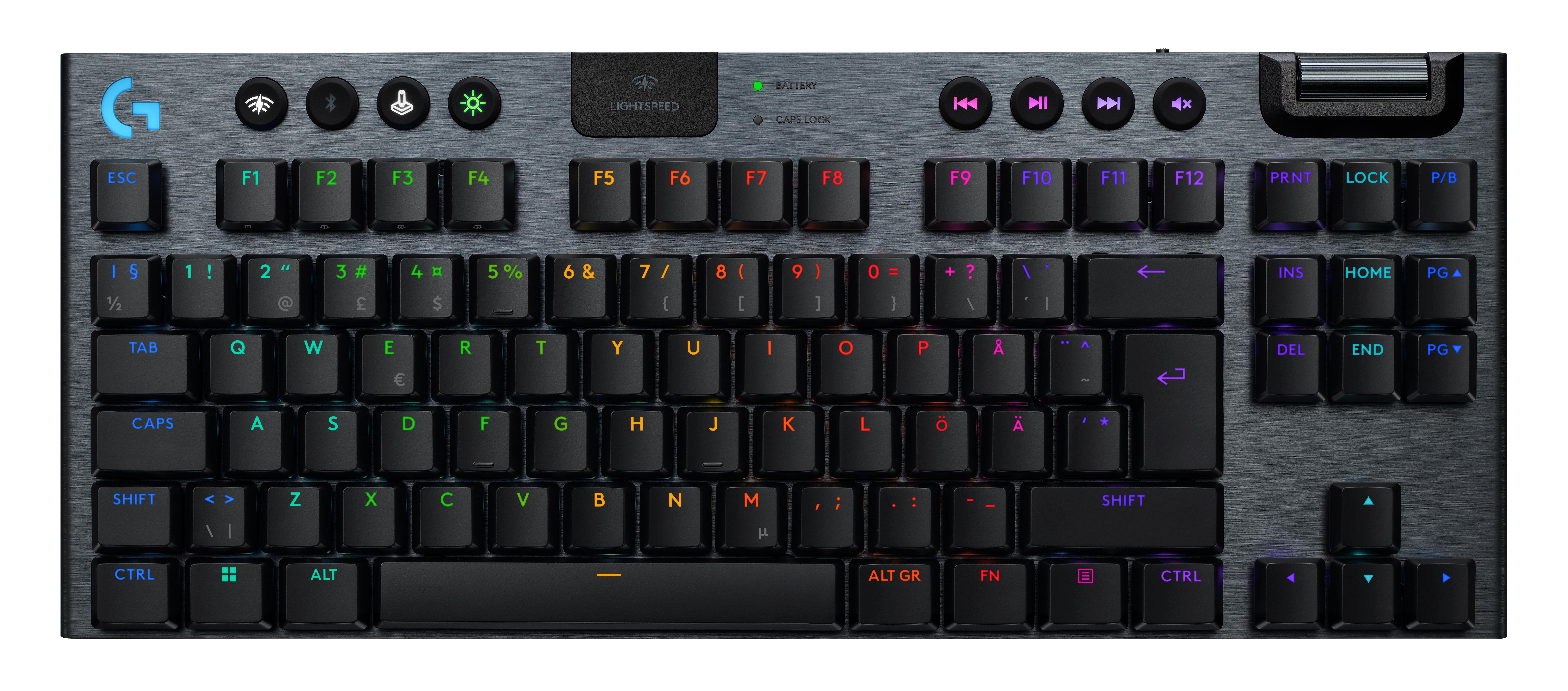 Logitech G915 X LIGHTSPEED TKL - Clicky - 80 % (TKL) - Gaming Tastatur - Nordisk - Sort Tastatur 920-012756
