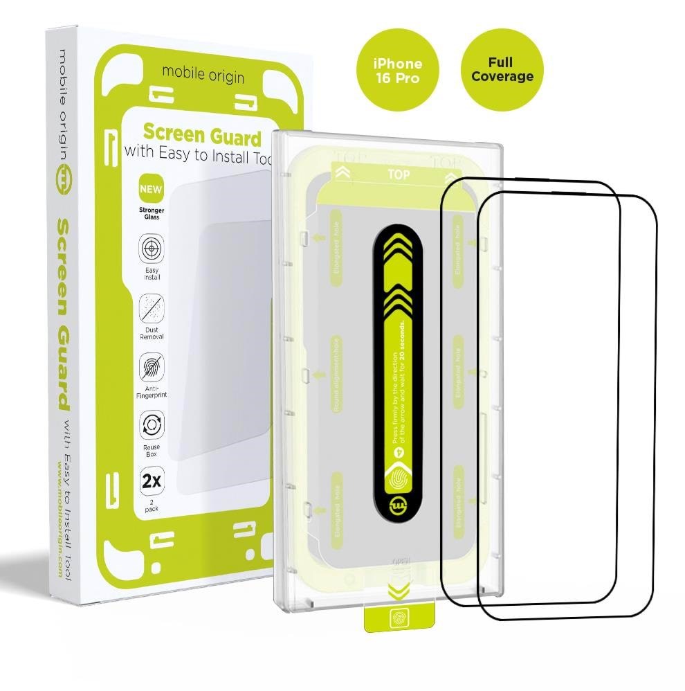 Mobile Origin Screen Guard with easy applicator - 2 pack - iPhone 16 Pro Beskyttelsesglas SGA-F-i16Pro-2pk