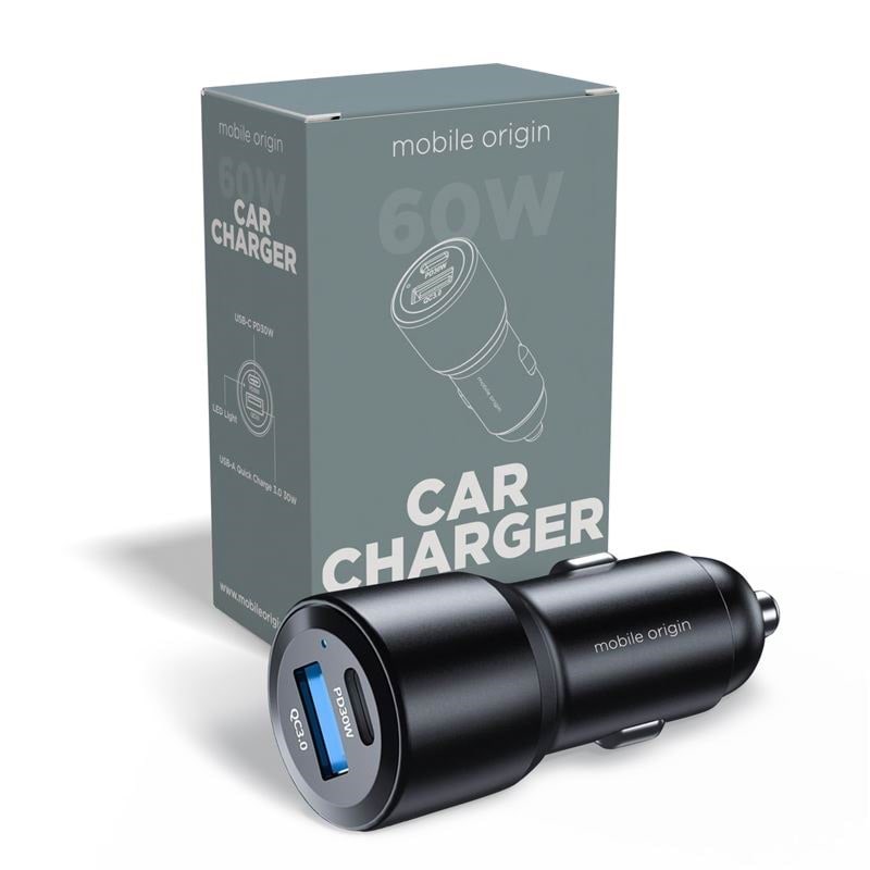 Mobile Origin Car Charger 60W USB-C and USB-A - CA2 Mobil Oplader FRL-CCH60W-01