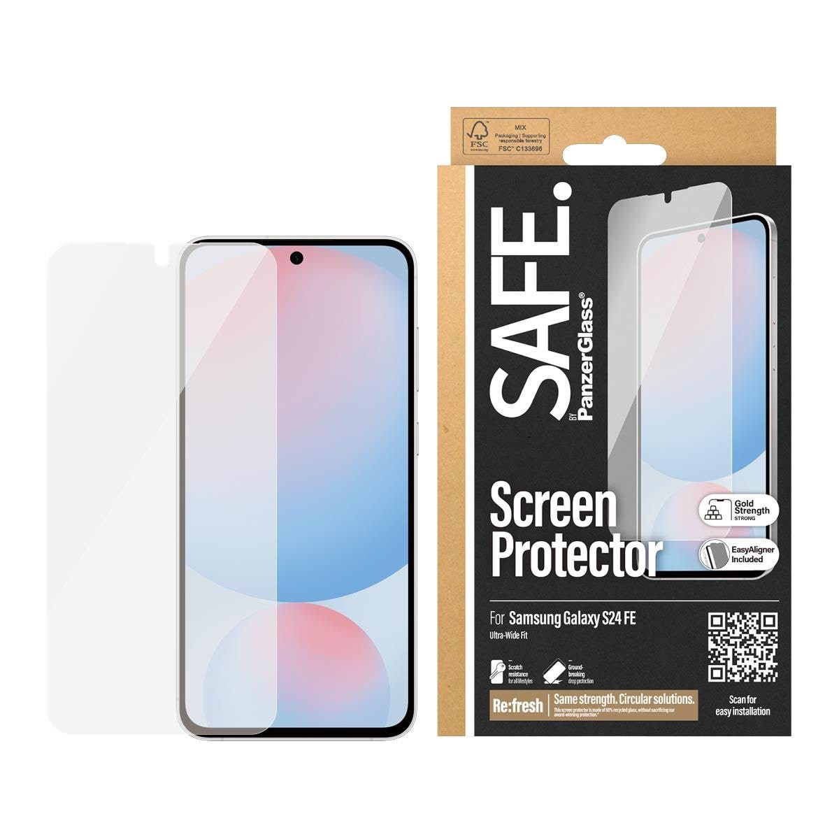 SAFE by PanzerGlass Screen Protector Samsung Galaxy S24 FE | Ultra-Wide Fit w. Aligner