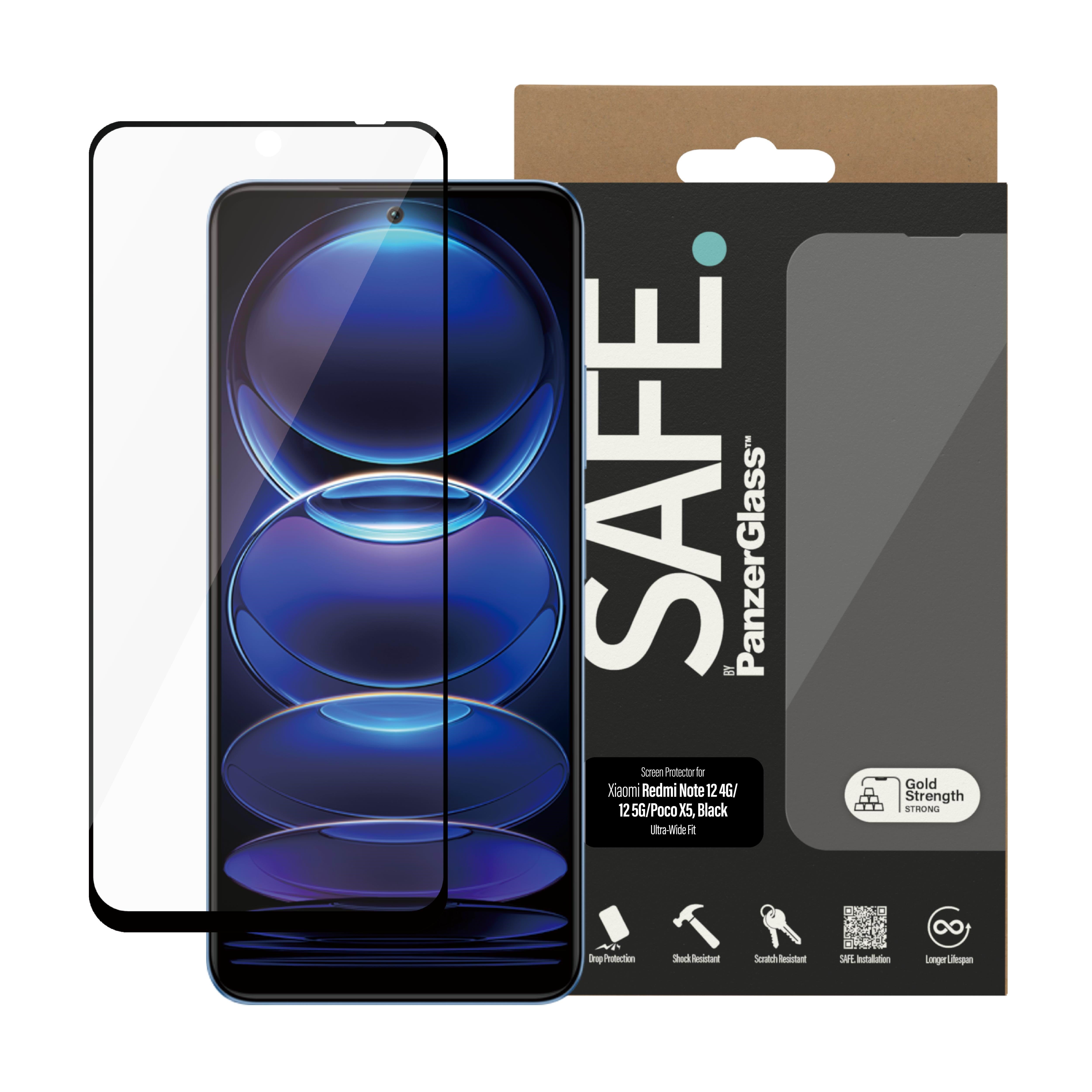 SAFE by PanzerGlass Screen Protector Xiaomi Redmi Note 12 5G | 12 4G | Poco X5 | Ultra-Wide Fit Beskyttelsesglas SAFE95344