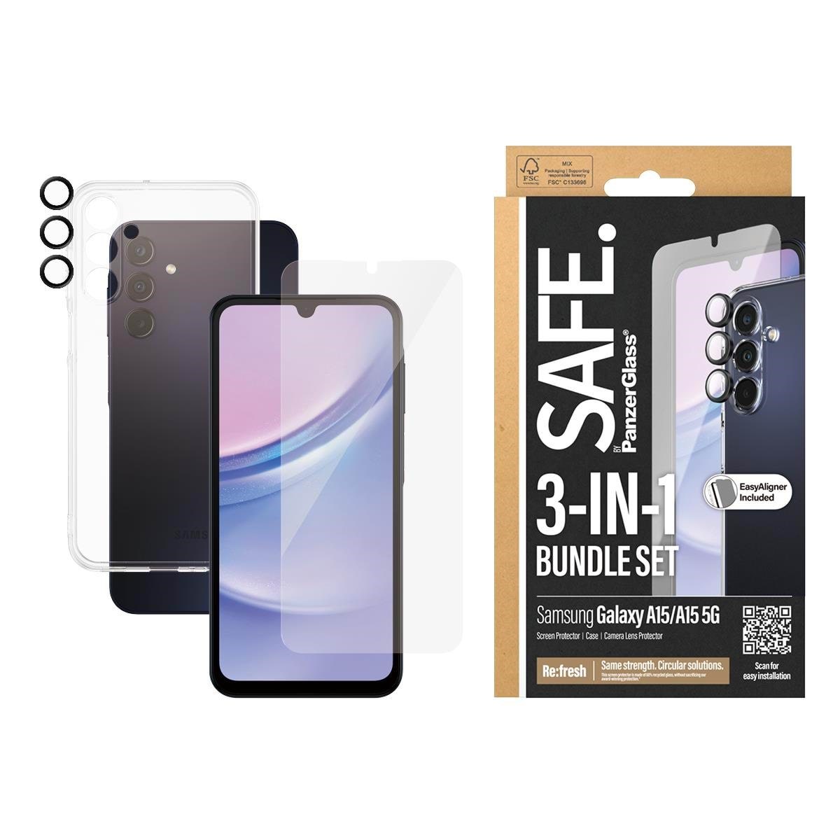 SAFE by PanzerGlass 3-in-1 Protection Pack Samsung Galaxy A15 | A15 5G Beskyttelsesglas BSAFE95679