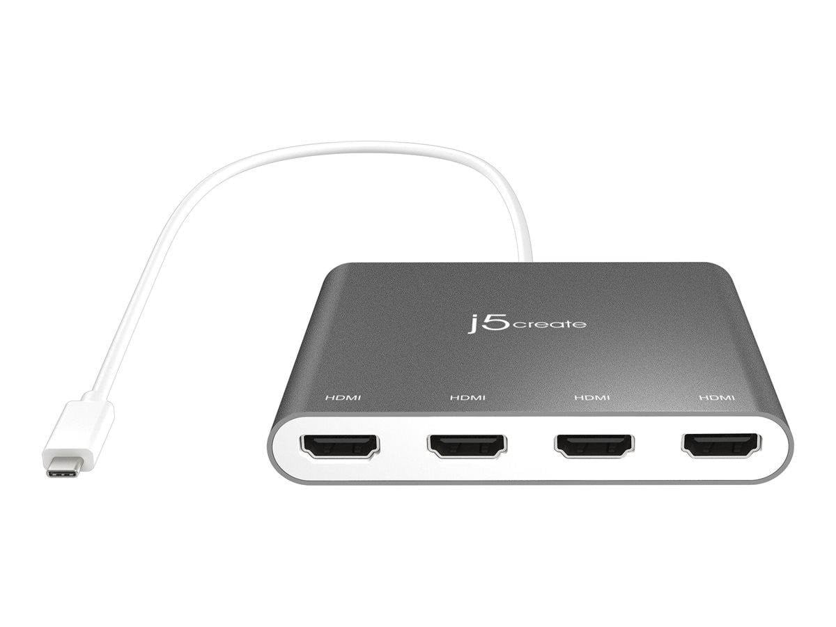 j5create USB-C to 4-Port HDMI Multi Monitor Adapter Skærmkabel Sølv JCA366-N