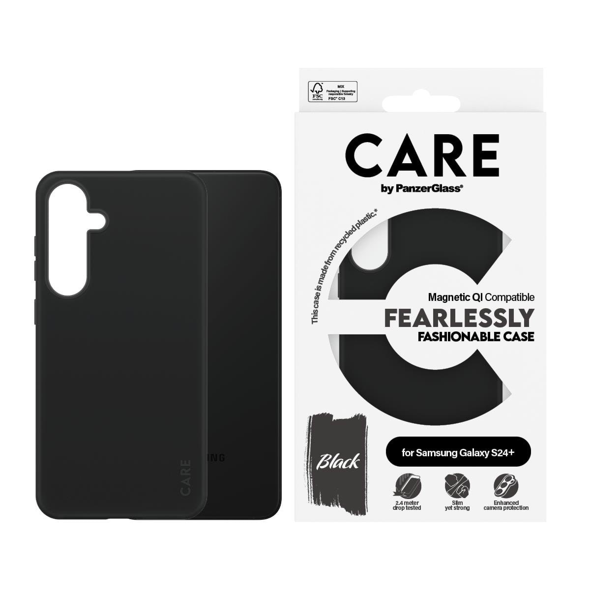 CARE by PanzerGlass Fashionable Case Black w. QI Compatible Samsung Galaxy S24+ Mobilcover PANZER1167