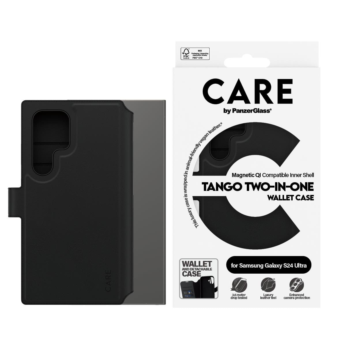 CARE by PanzerGlass Feature Case Tango Two-in-One Wallet w. QI Compatible Samsung Galaxy S24 Ultra Mobilcover PANZER1165
