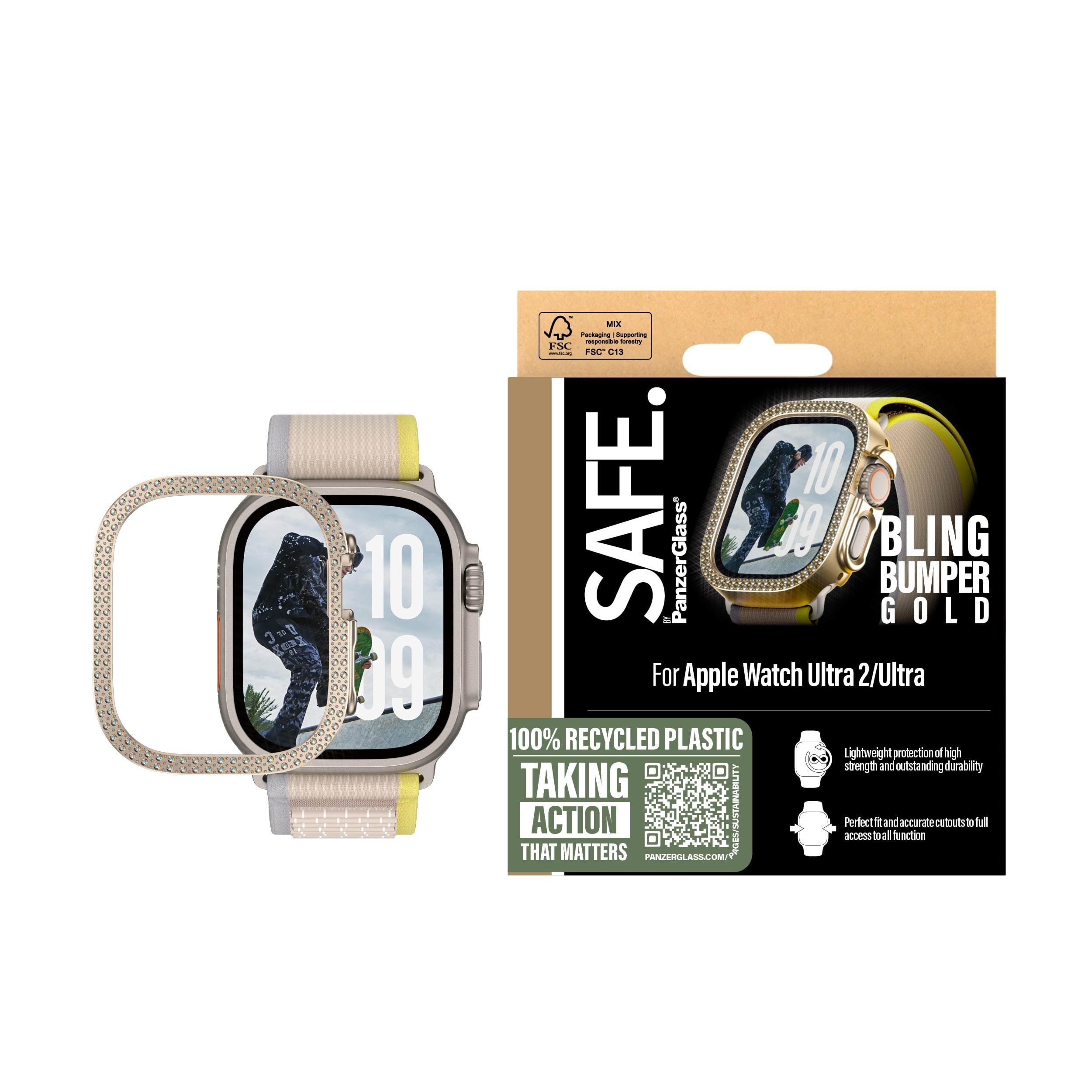 SAFE by PanzerGlass Bling Bumper Gold Apple Watch Ultra 2 Smartwatch Tilbehør SAFE95914